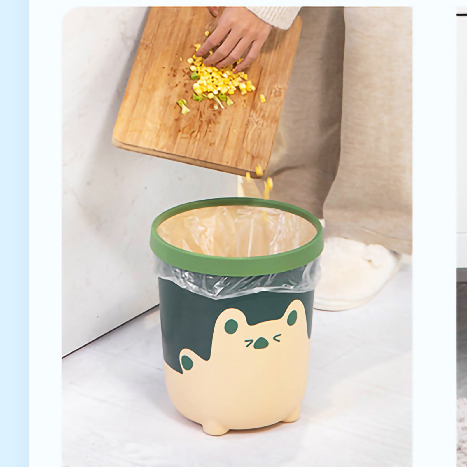 Trash Can Wastebasket Recycle Bin Cute Bear Pattern Large Capacity for Bathroom Bedroom Kitchen Living Room Large Yellow - Image 2