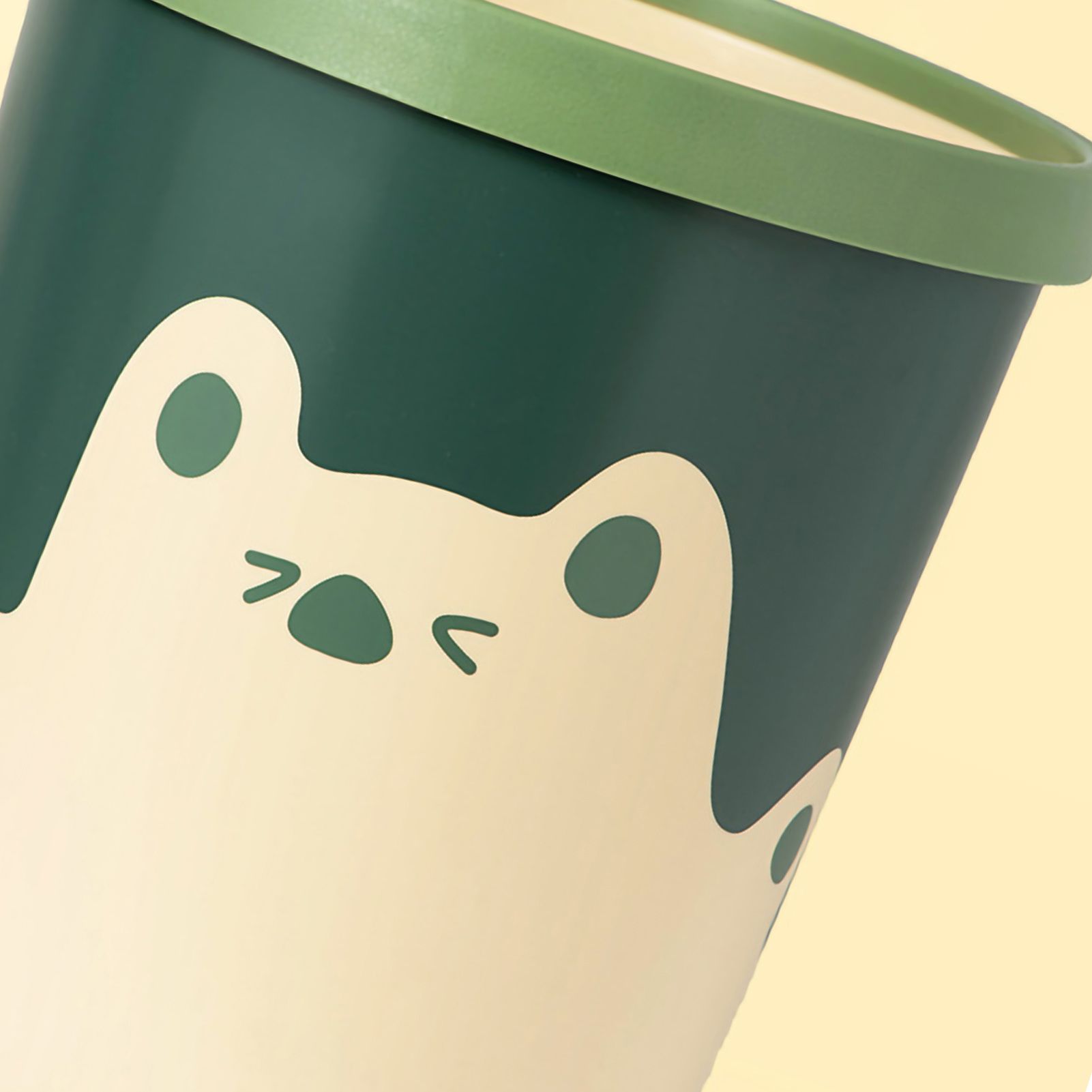 Trash Can Wastebasket Recycle Bin Cute Bear Pattern Large Capacity for Bathroom Bedroom Kitchen Living Room Large Yellow - Image 3