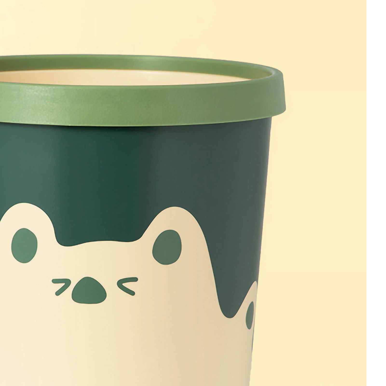 Trash Can Wastebasket Recycle Bin Cute Bear Pattern Large Capacity for Bathroom Bedroom Kitchen Living Room Small Yellow - Image 4