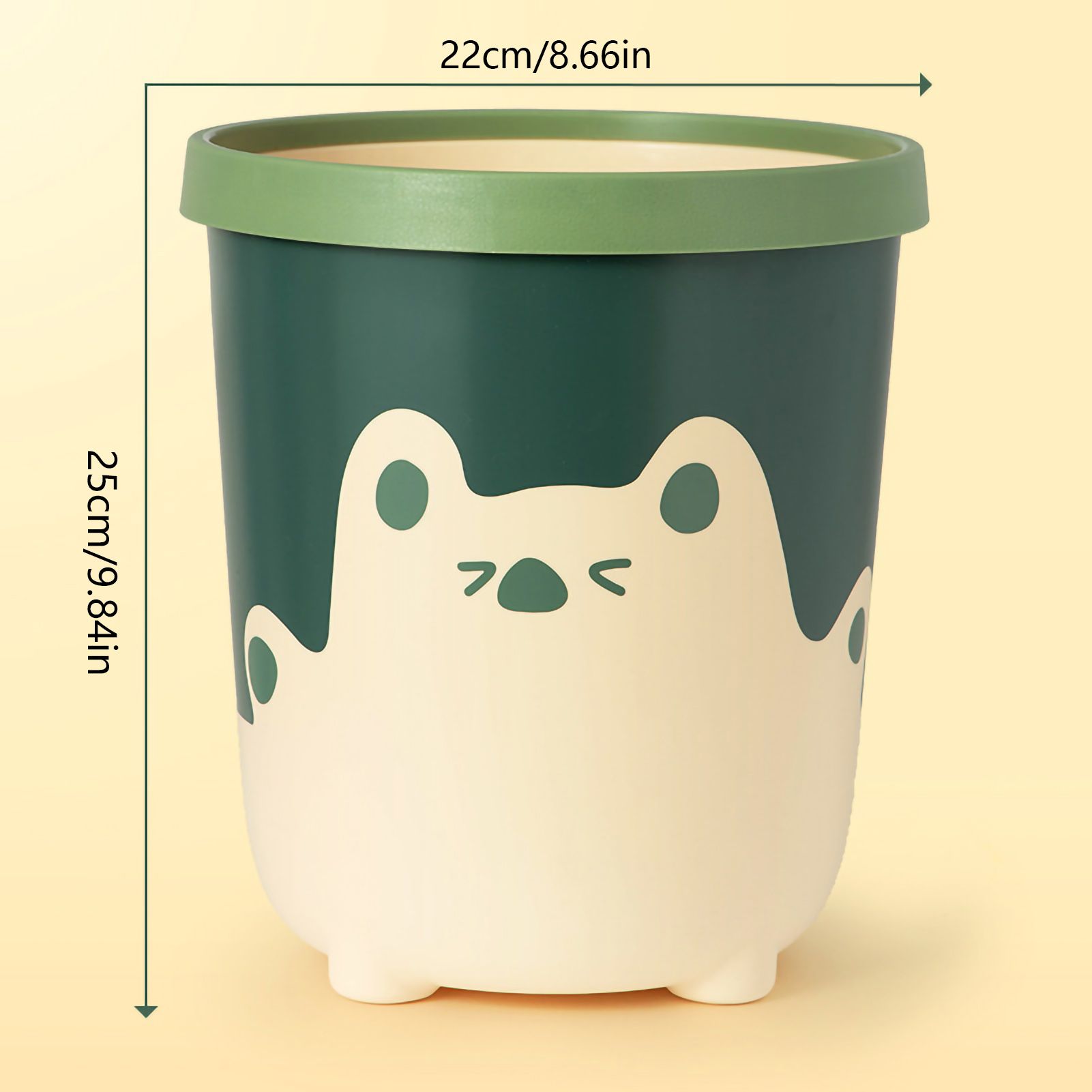 Trash Can Wastebasket Recycle Bin Cute Bear Pattern Large Capacity for Bathroom Bedroom Kitchen Living Room Small Yellow - Image 5