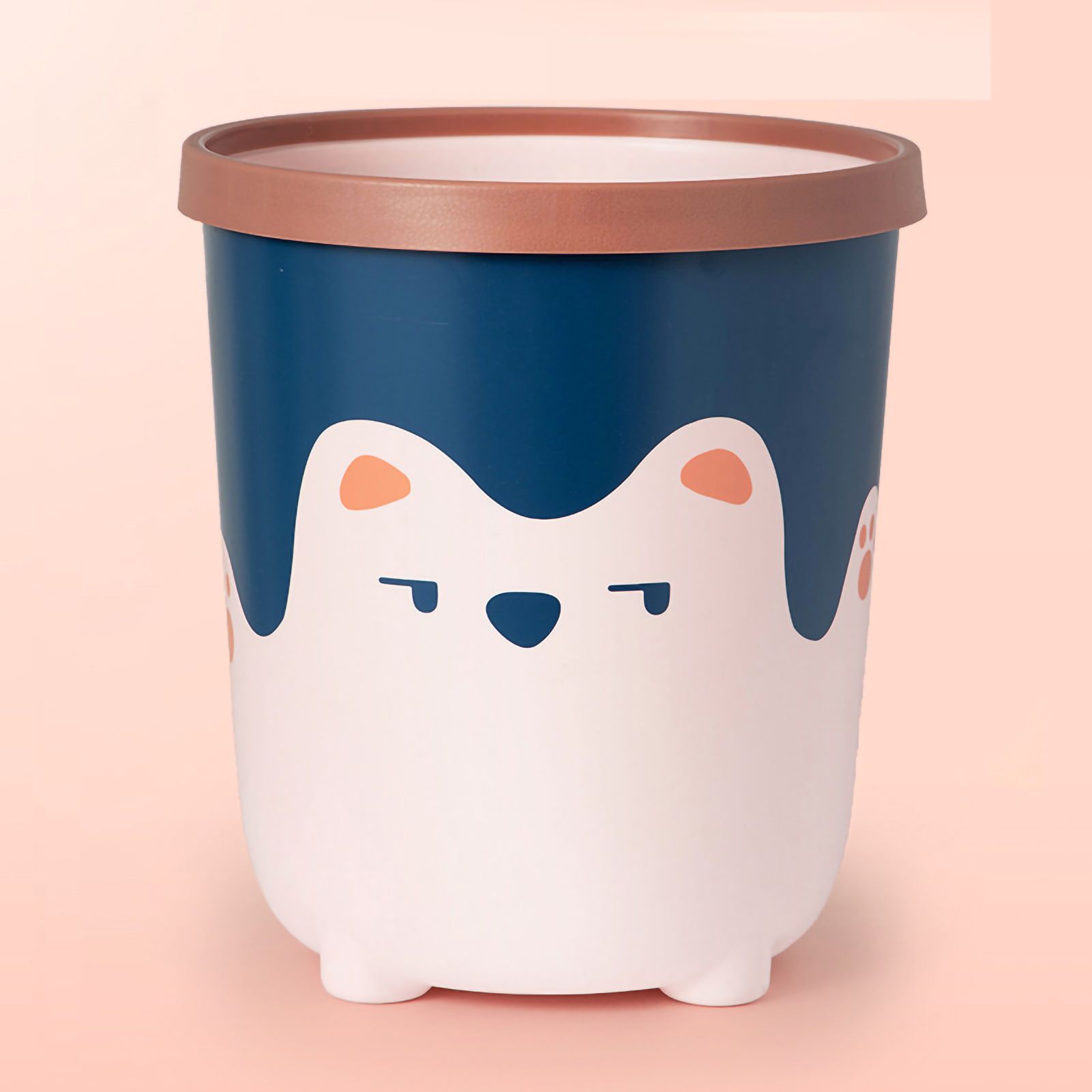 Trash Can Wastebasket Recycle Bin Cute Bear Pattern Large Capacity for Bathroom Bedroom Kitchen Living Room Large Pink - Image 1