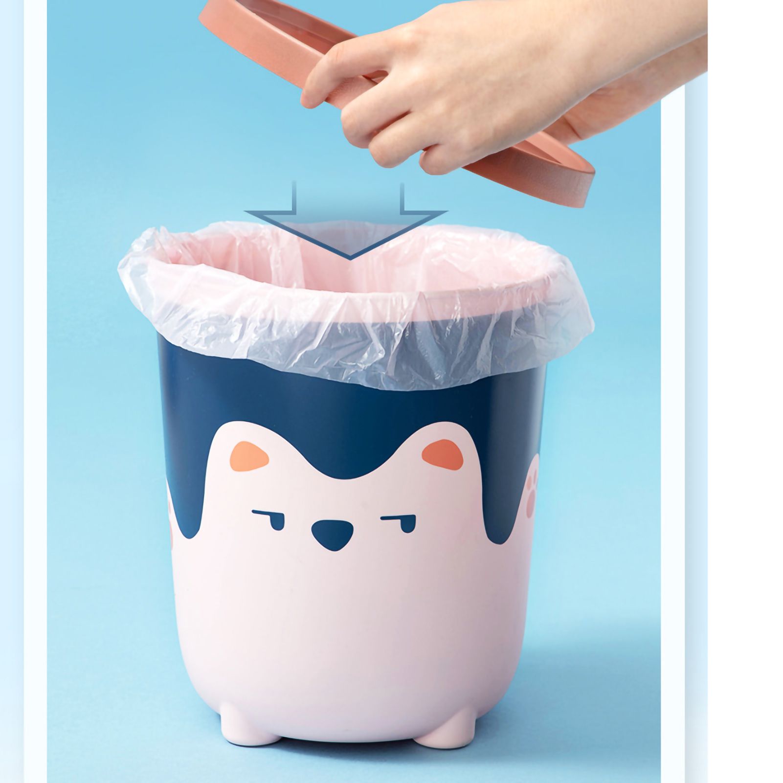 Trash Can Wastebasket Recycle Bin Cute Bear Pattern Large Capacity for Bathroom Bedroom Kitchen Living Room Small Pink - Image 4