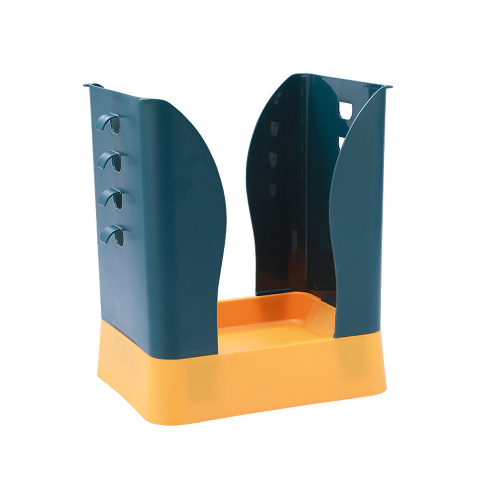 Plastic Garbage Can Expandable Trash Bag Holder Large Capacity for Kitchen Bathroom Blue and Yellow - Image 1