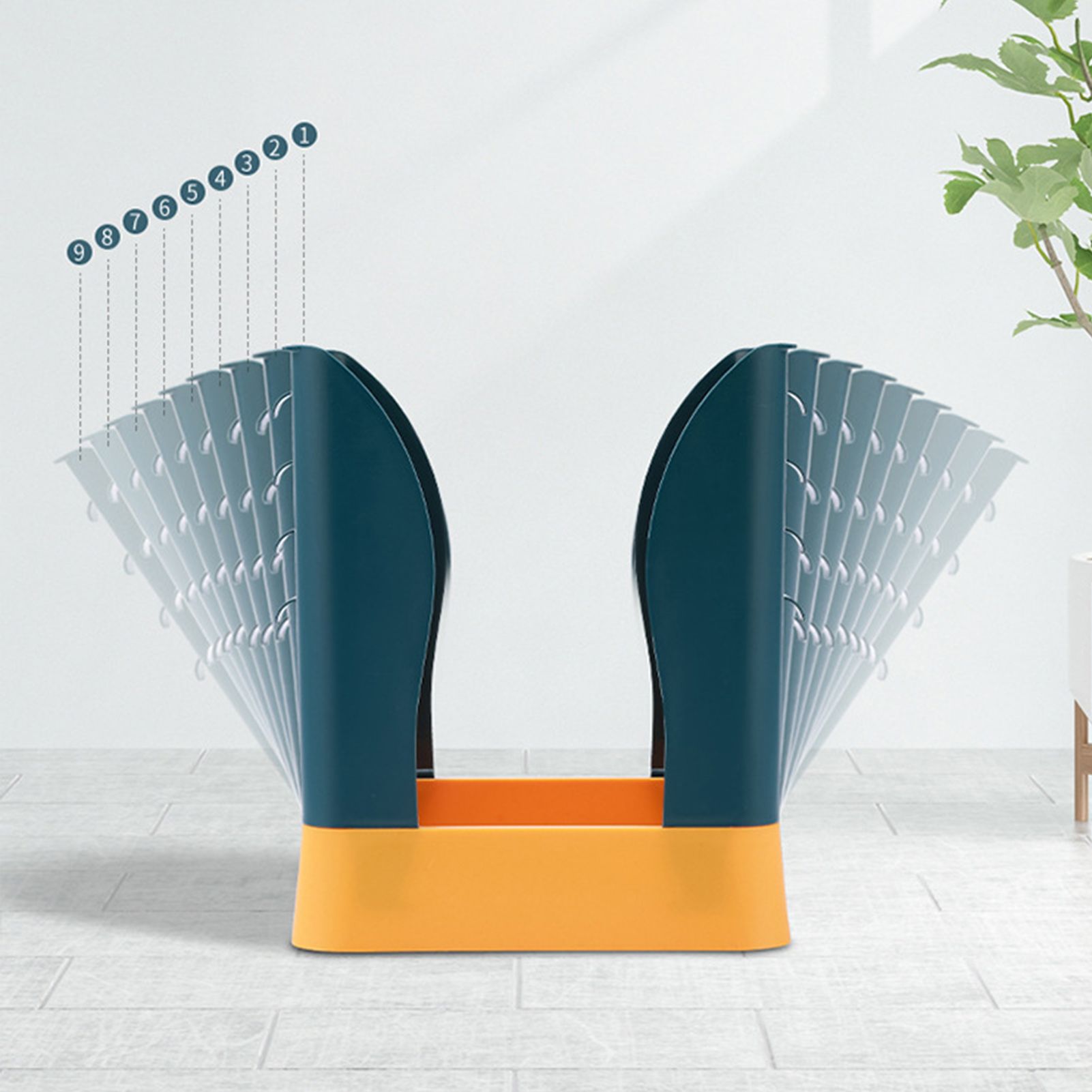Plastic Garbage Can Expandable Trash Bag Holder Large Capacity for Kitchen Bathroom Blue and Yellow - Image 5