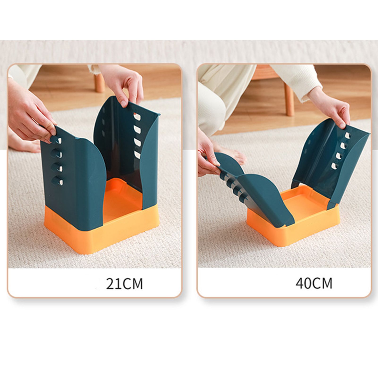 Plastic Garbage Can Expandable Trash Bag Holder Large Capacity for Kitchen Bathroom Blue and Yellow - Image 6