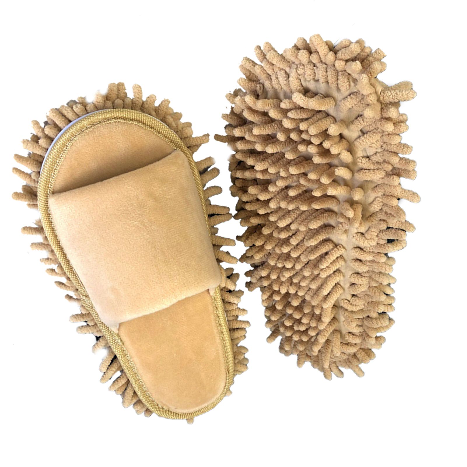 Floor Slippers Lazy Open Toed Mop Slipper Home Use Soft Pure Color Cleaning Slipper Beige M 39-41 - Image 3