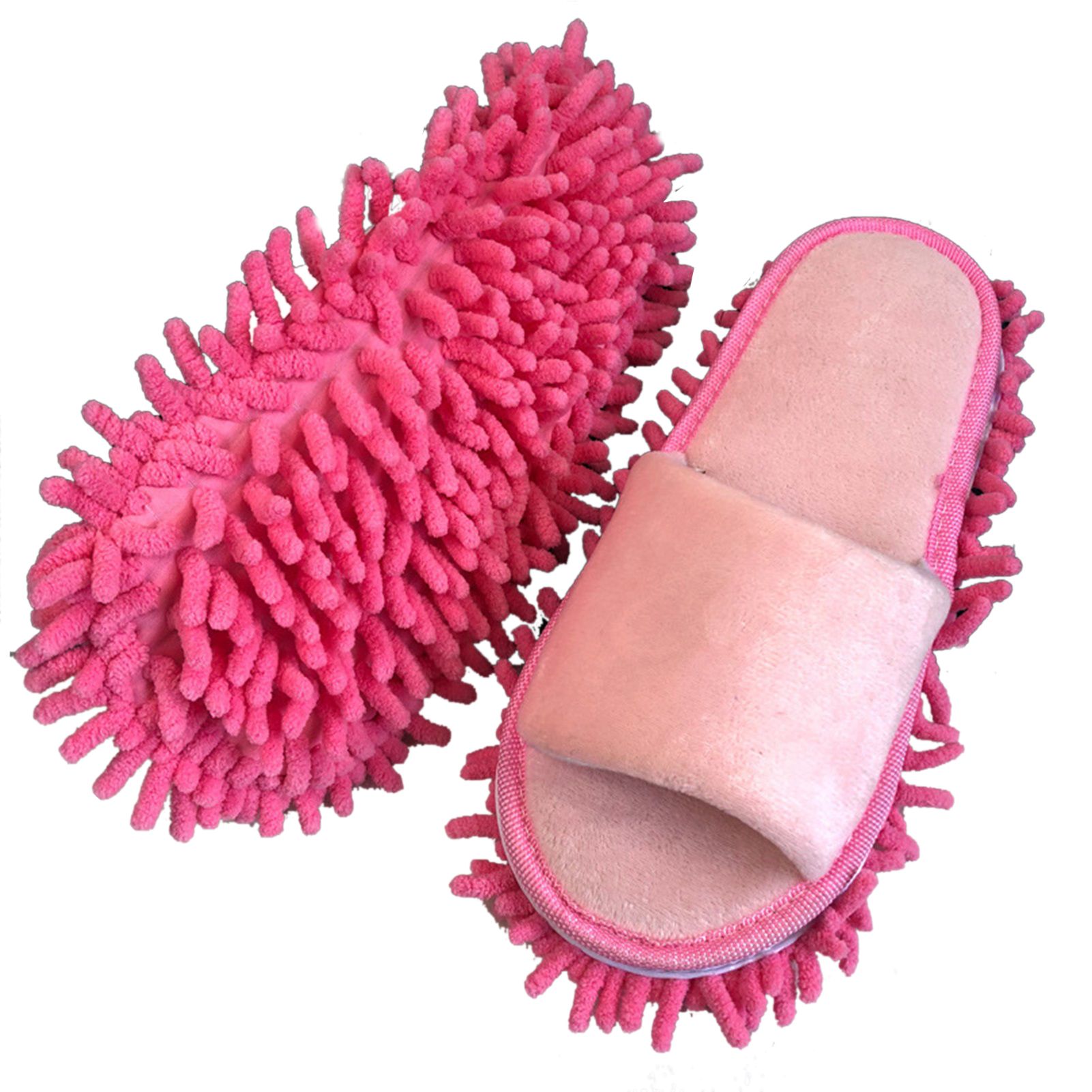 Floor Slippers Lazy Open Toed Mop Slipper Home Use Soft Pure Color Cleaning Slipper Pink M 39-41 - Image 1
