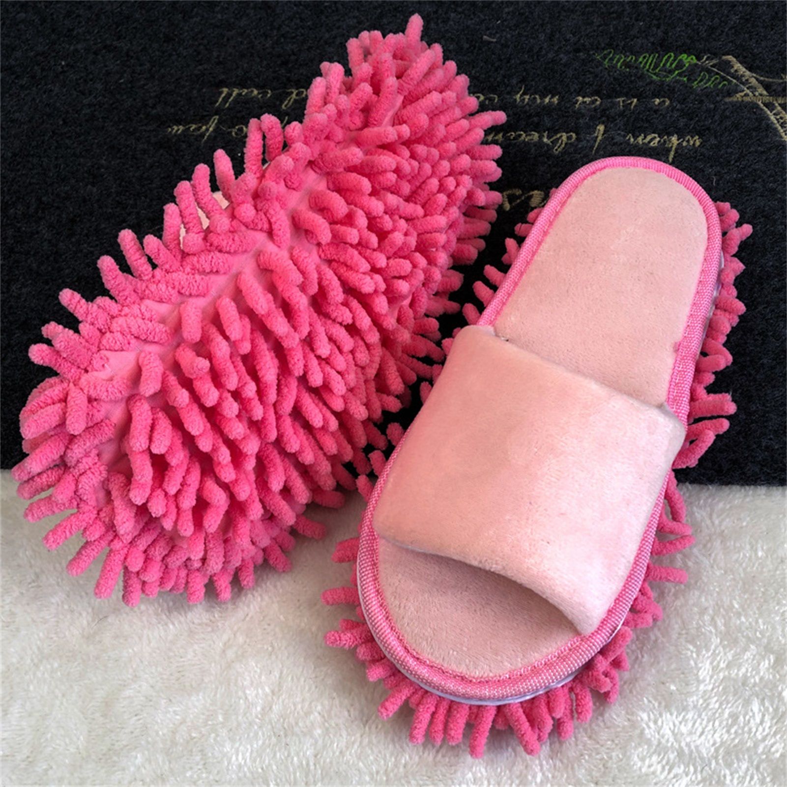 Floor Slippers Lazy Open Toed Mop Slipper Home Use Soft Pure Color Cleaning Slipper Pink M 39-41 - Image 5