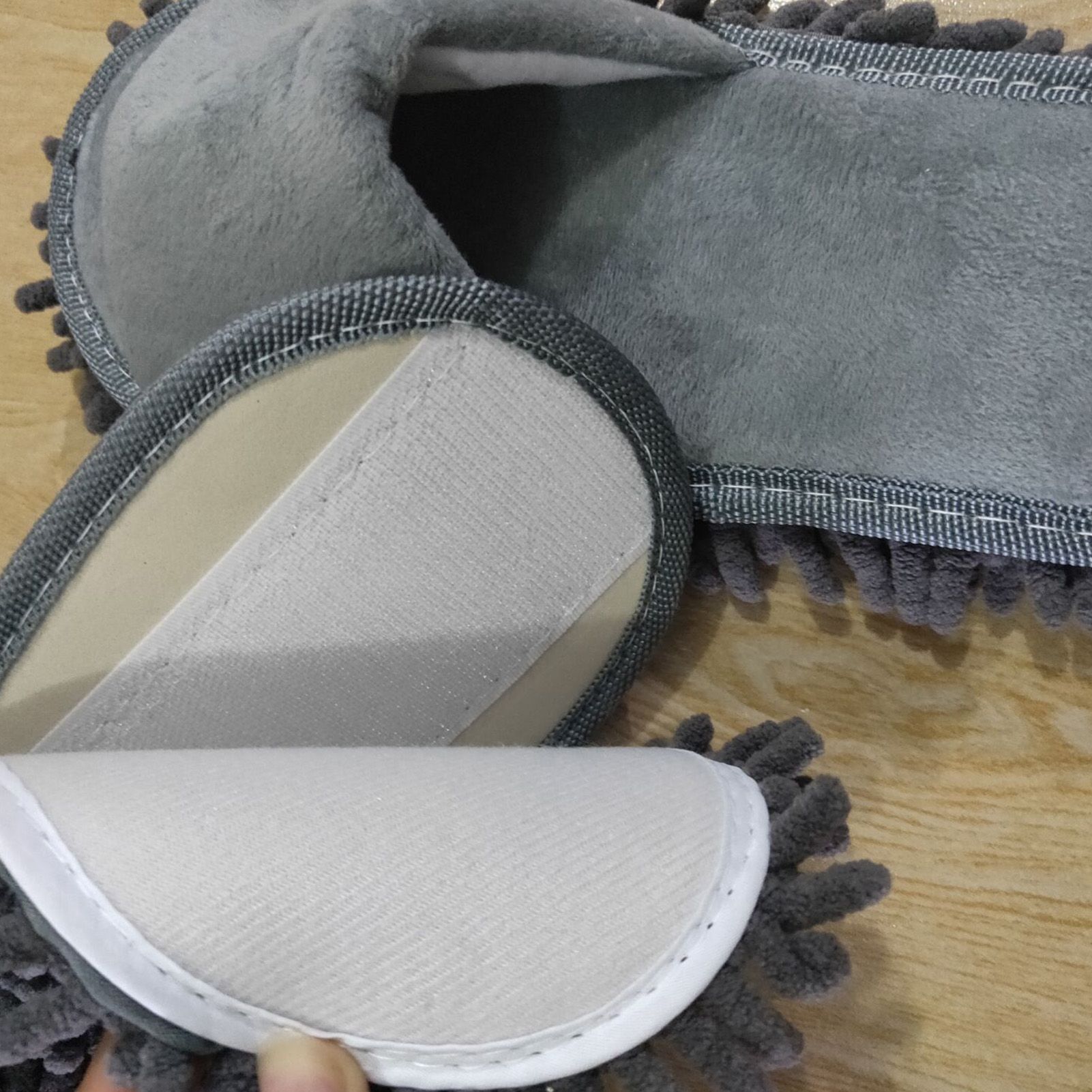 Floor Slippers Lazy Open Toed Mop Slipper Home Use Soft Pure Color Cleaning Slipper Grey M 39-41 - Image 2