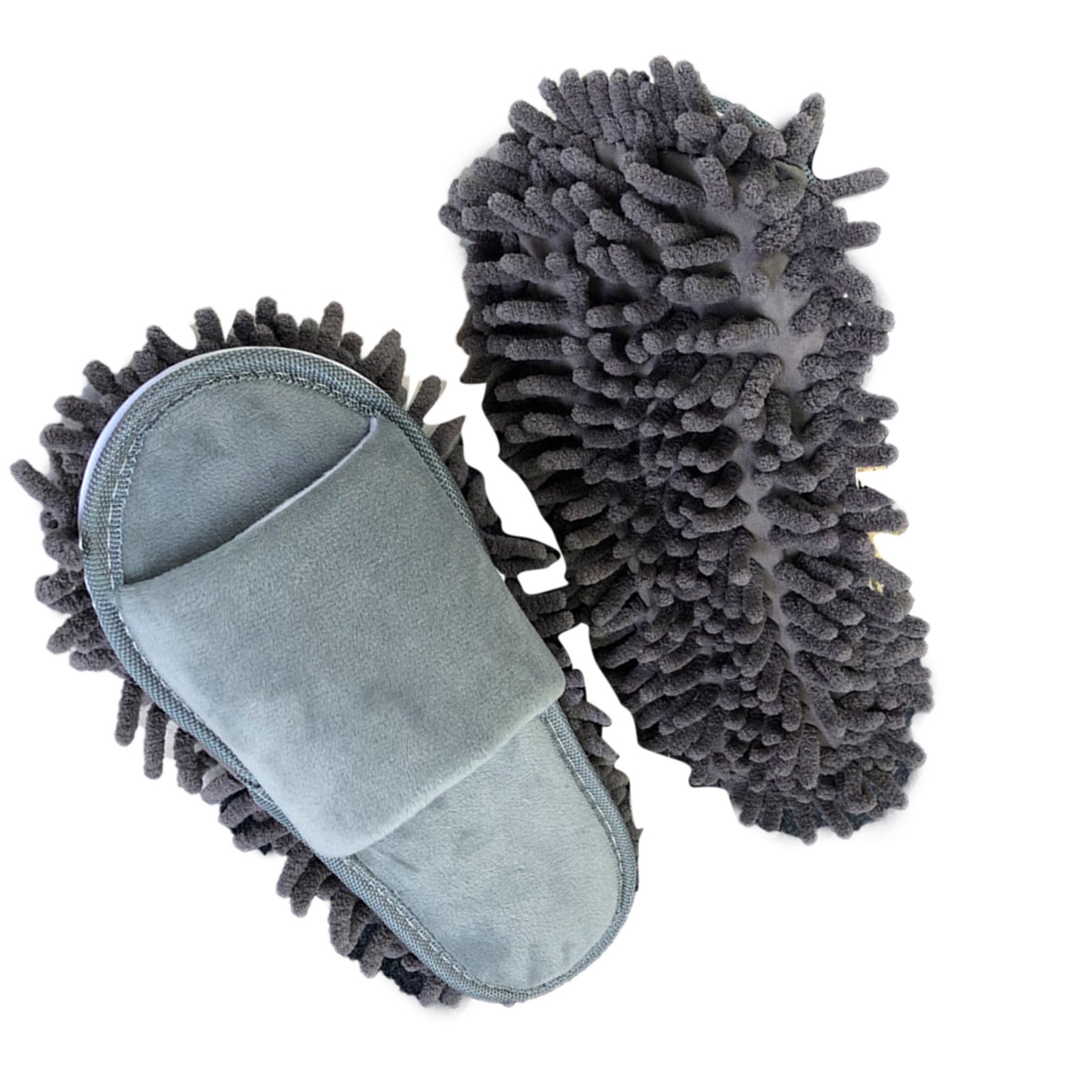 Floor Slippers Lazy Open Toed Mop Slipper Home Use Soft Pure Color Cleaning Slipper Grey M 39-41 - Image 5