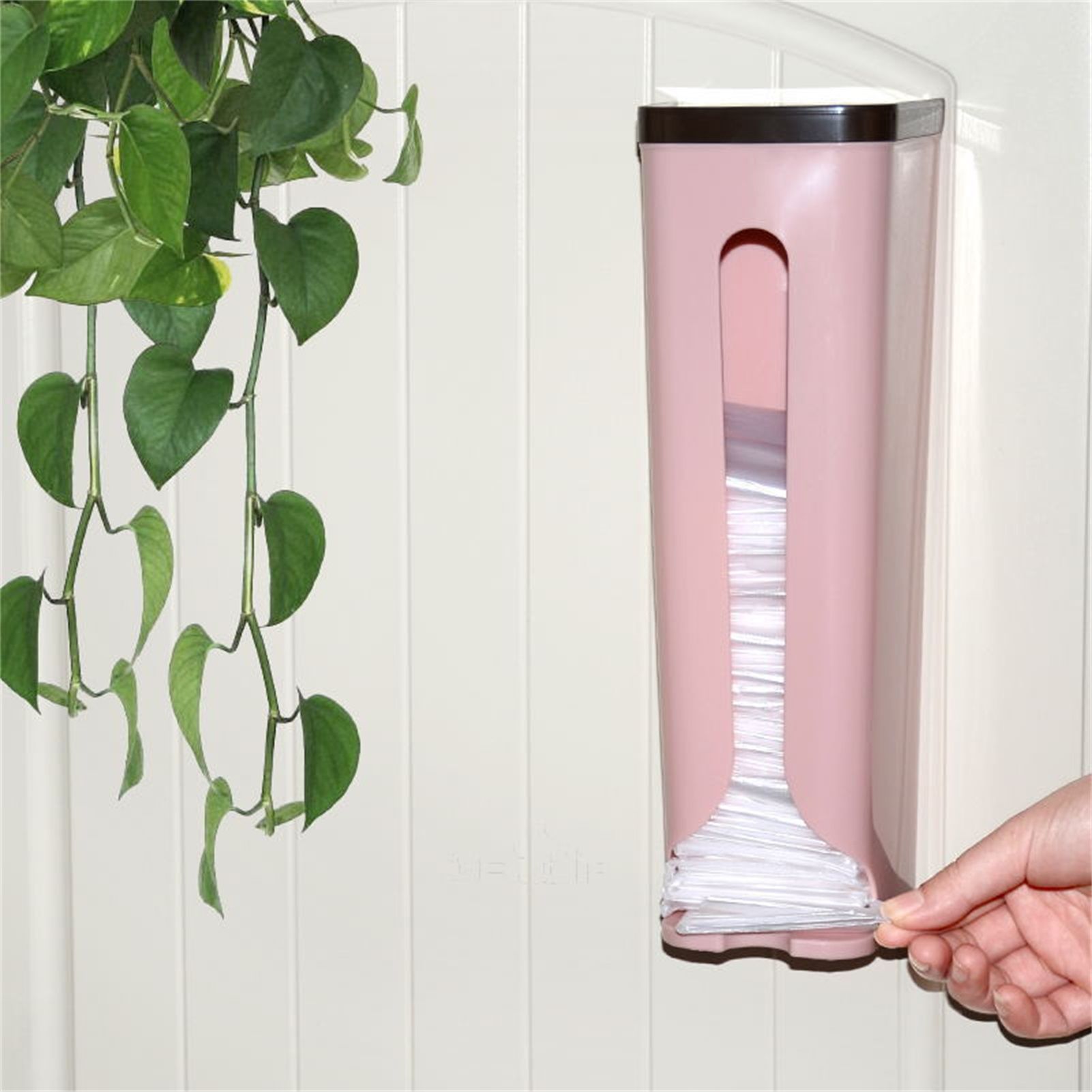 2PCS Wall Mounted Garbage Bag Storage Rack Back Adhesive Organizer Professional for Kitchen Pink 31x10x10cm / 12.2x3.9x3.9in - Image 5