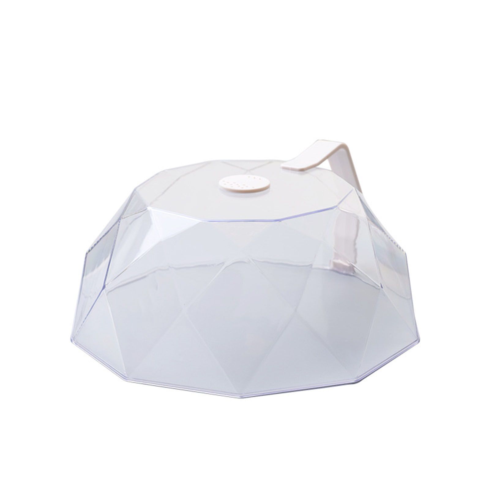 Geometric Microwave Splatter Cover Food Plate Lid with Steam Vents Handle Dustproof for Tray Pan Bowl White - Image 1