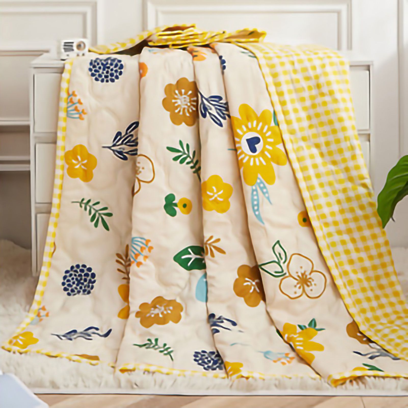 Summer Air Conditioner Quilt Machine Washable Soft Breathable Portable Air Conditioner Blanket Summer Comforter Sunflower Open 150x200cm - Image 4
