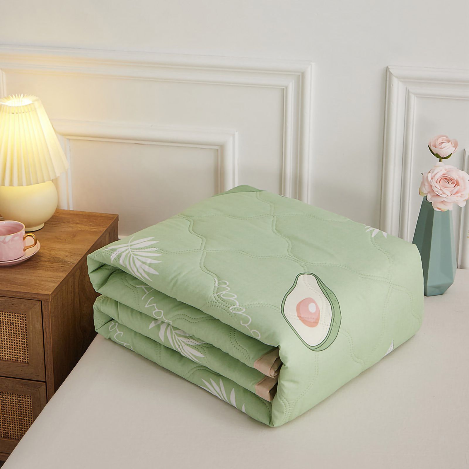 Summer Air Conditioner Quilt Machine Washable Soft Breathable Portable Air Conditioner Blanket Summer Comforter avocado 180x200cm - Image 1