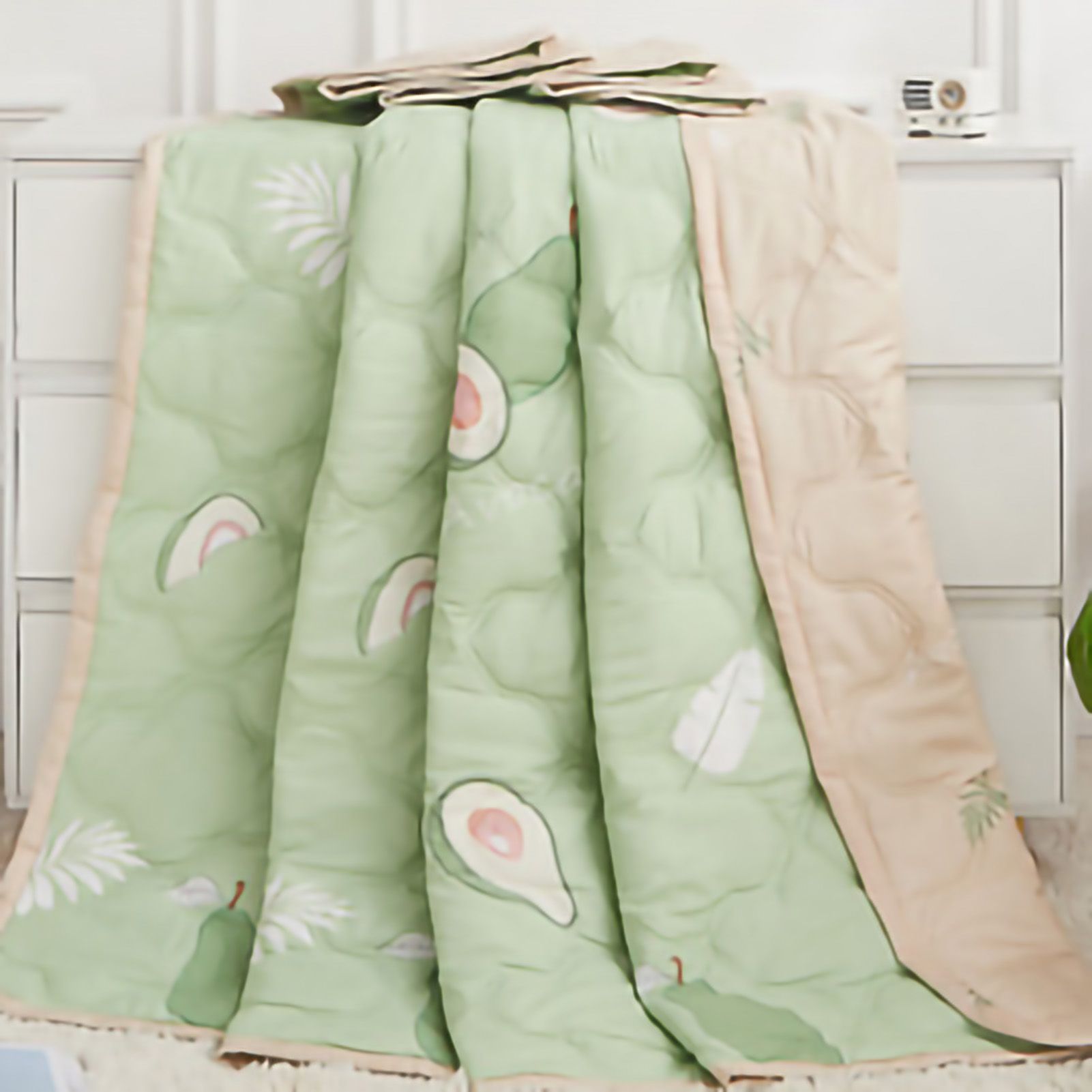 Summer Air Conditioner Quilt Machine Washable Soft Breathable Portable Air Conditioner Blanket Summer Comforter avocado 180x200cm - Image 2