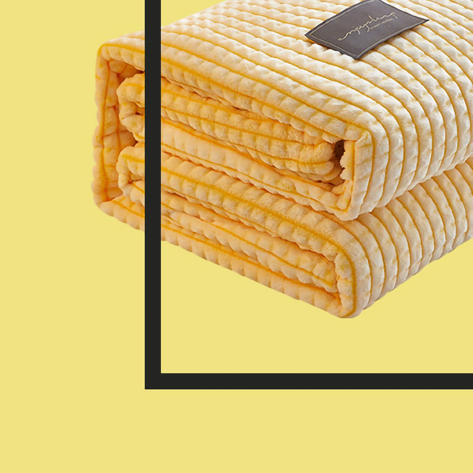 Air Conditioner Quilt Double Sided Soft Comfortable Cat Feeling Cut Flowers Portable Summer Cool Blanket for Office Sofa lemon Yellow 70x100cm/27.6x39.4in - Image 3