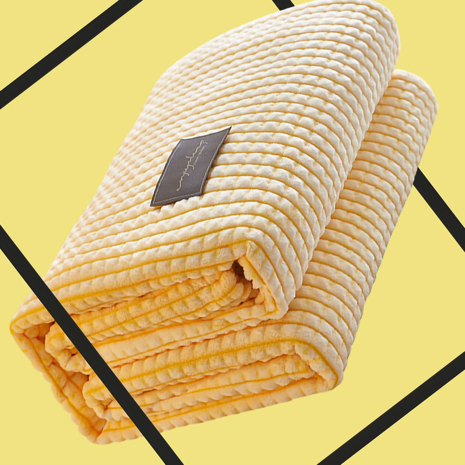 Air Conditioner Quilt Double Sided Soft Comfortable Cat Feeling Cut Flowers Portable Summer Cool Blanket for Office Sofa lemon Yellow 180x200cm/70.9x78.7in - Image 4