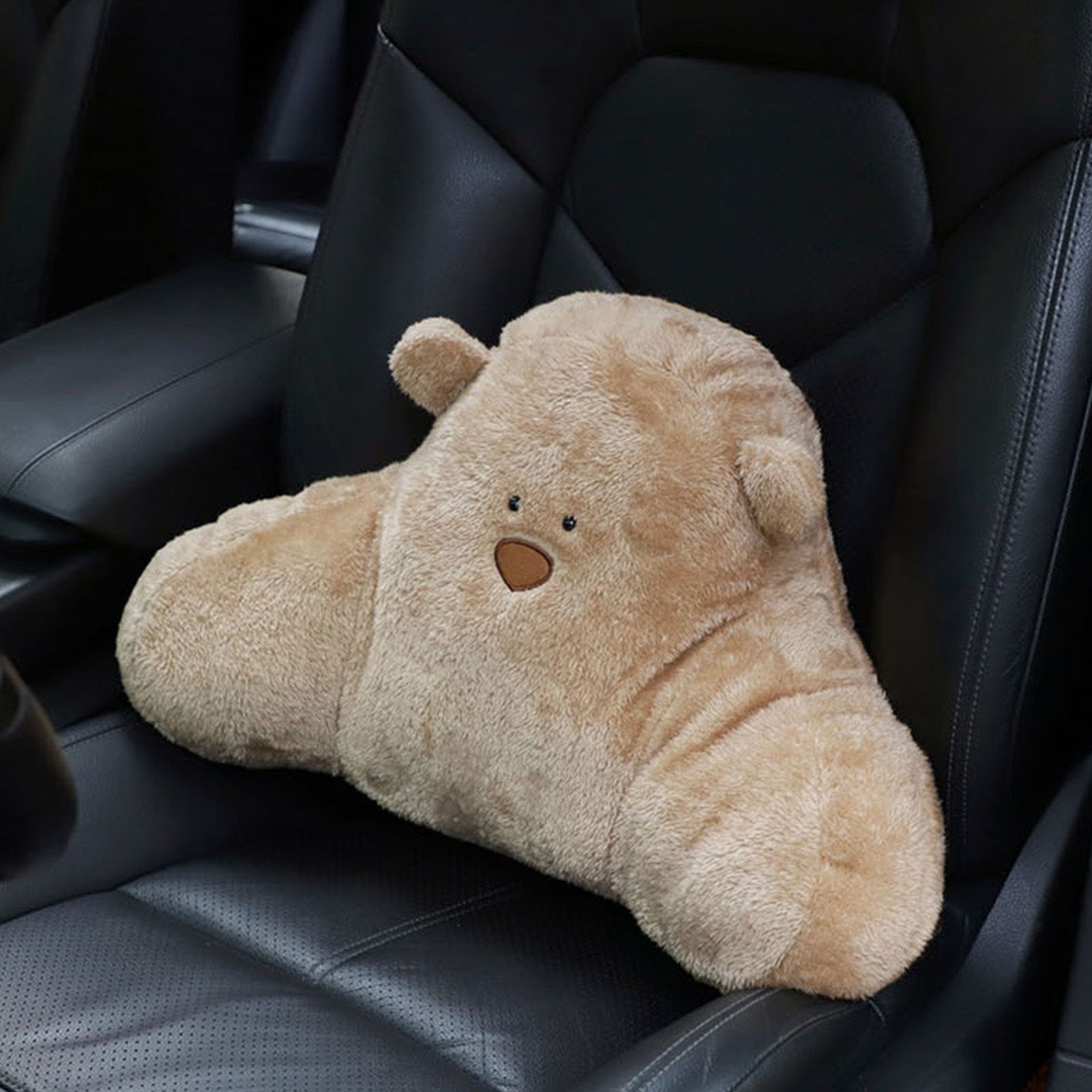 Car Pillow Cute Bear Style Plush Material Soft Comfortable Relieving Stress Car Interior Supplies for Drivers Arm Bear Brown Waist Support - Image 5