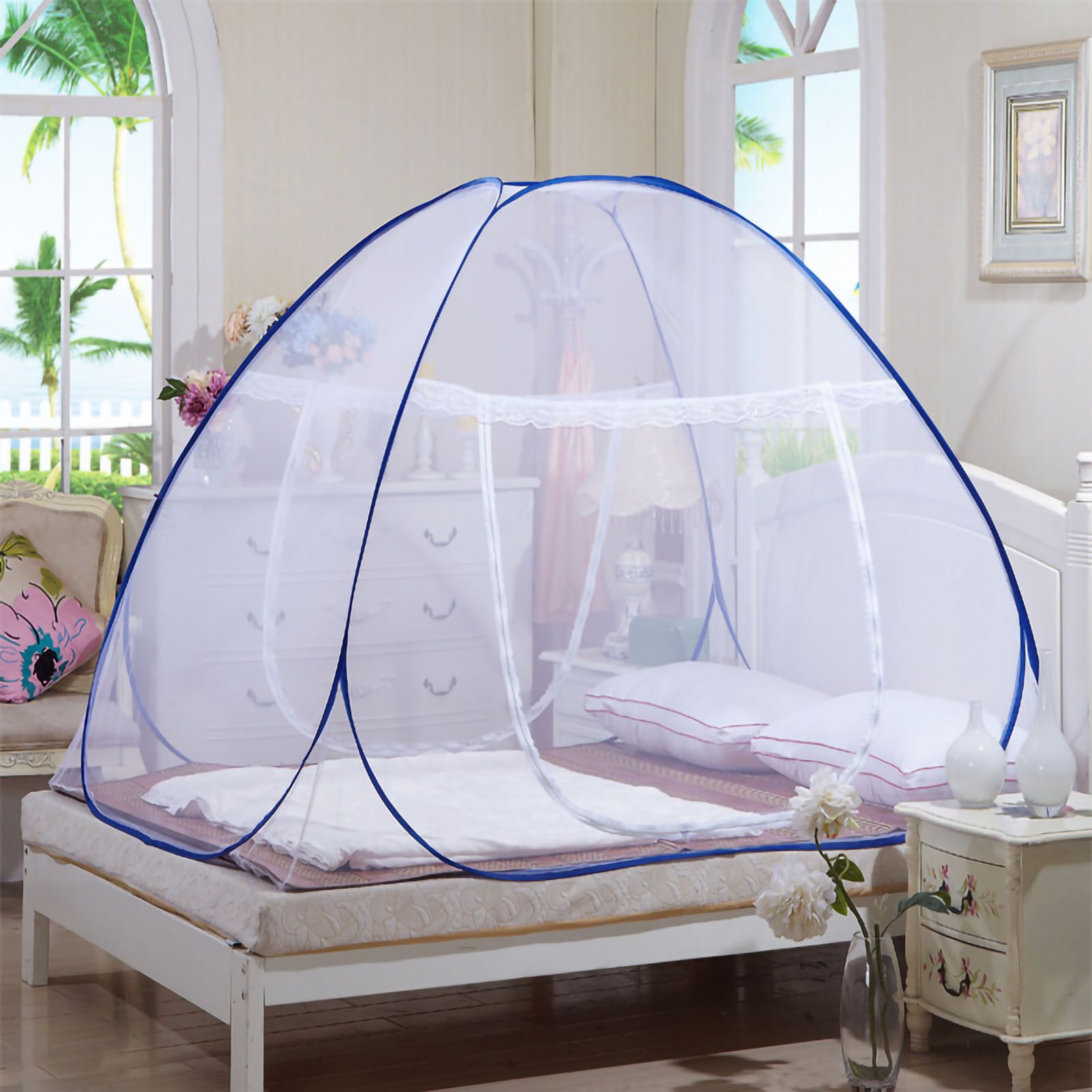 Mosquito Net Breathable Folding Design Portable Quick Installation for Home Travel Camping Single Door with Bottom 150x200x150cm/59.1x78.7x59.1in - Image 1