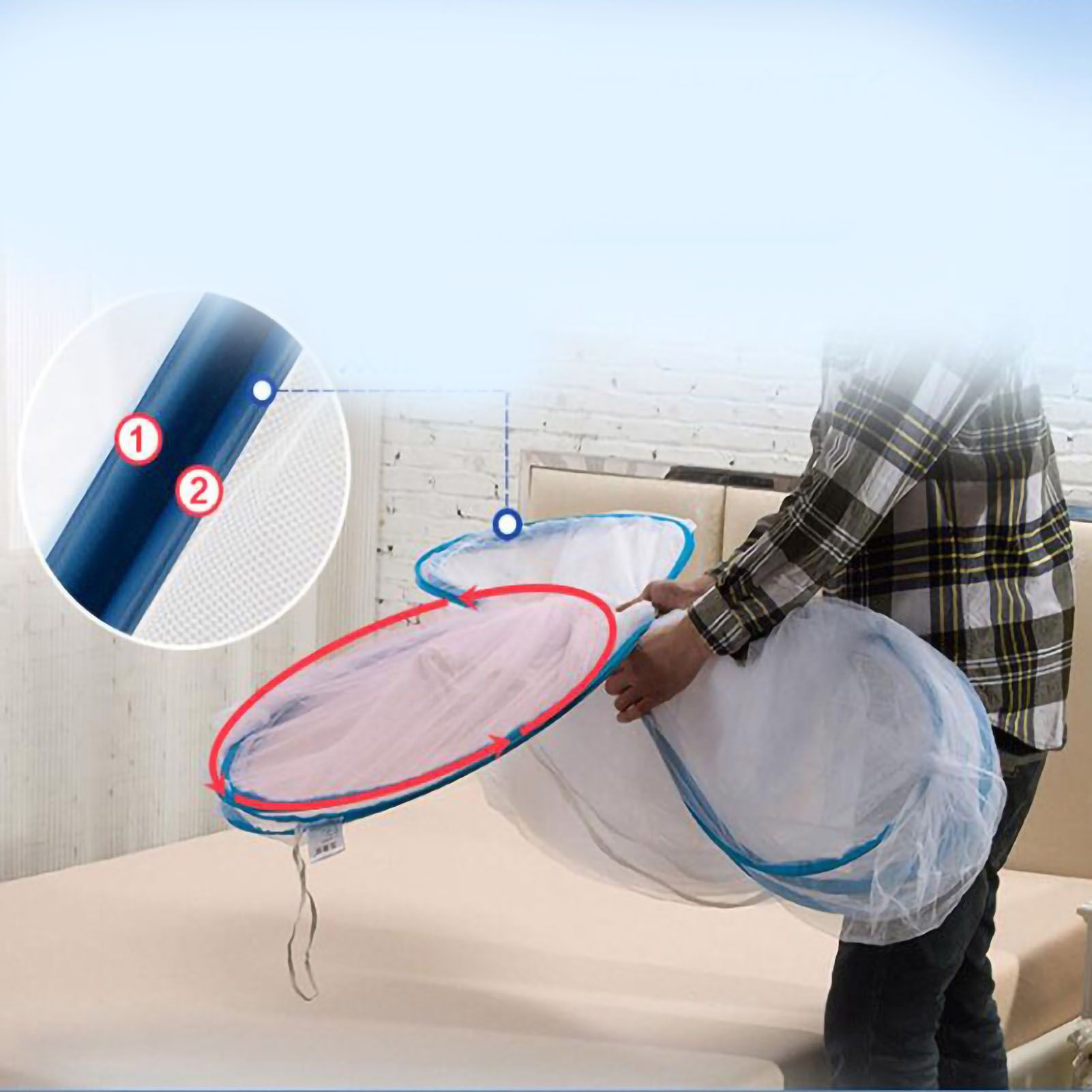 Mosquito Net Breathable Folding Design Portable Quick Installation for Home Travel Camping Single Door with Bottom 150x200x150cm/59.1x78.7x59.1in - Image 3