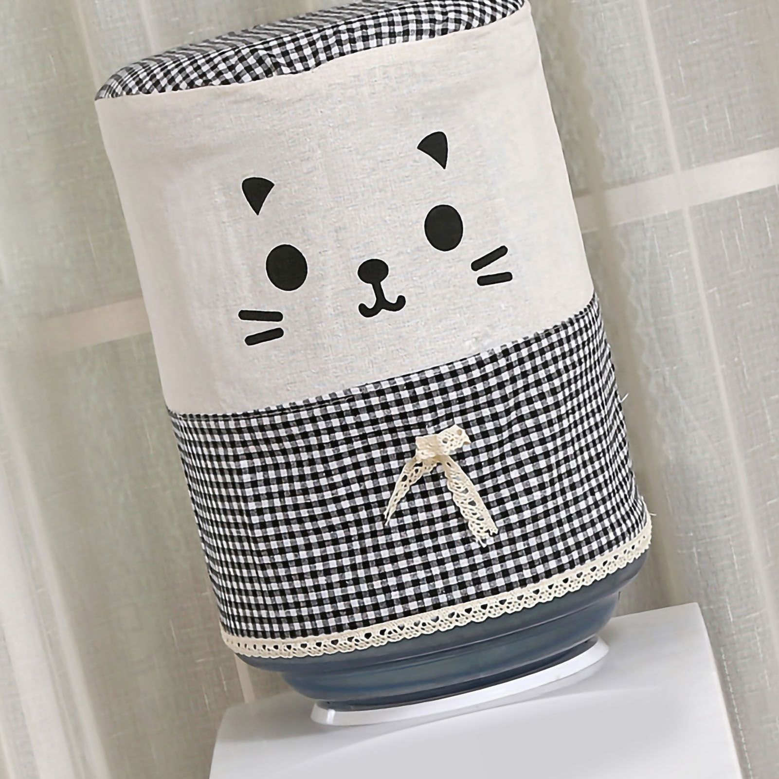 Water Dispenser Bucket Cover Reusable Water Dispenser Barrel Dust Cover Cute for Home Office Cat Black Height 34cm/13.39in X Diameter 28cm/11.02in - Image 2