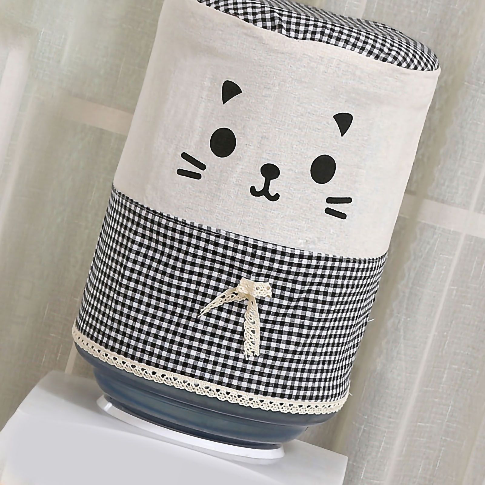 Water Dispenser Bucket Cover Reusable Water Dispenser Barrel Dust Cover Cute for Home Office Cat Black Height 34cm/13.39in X Diameter 28cm/11.02in - Image 3