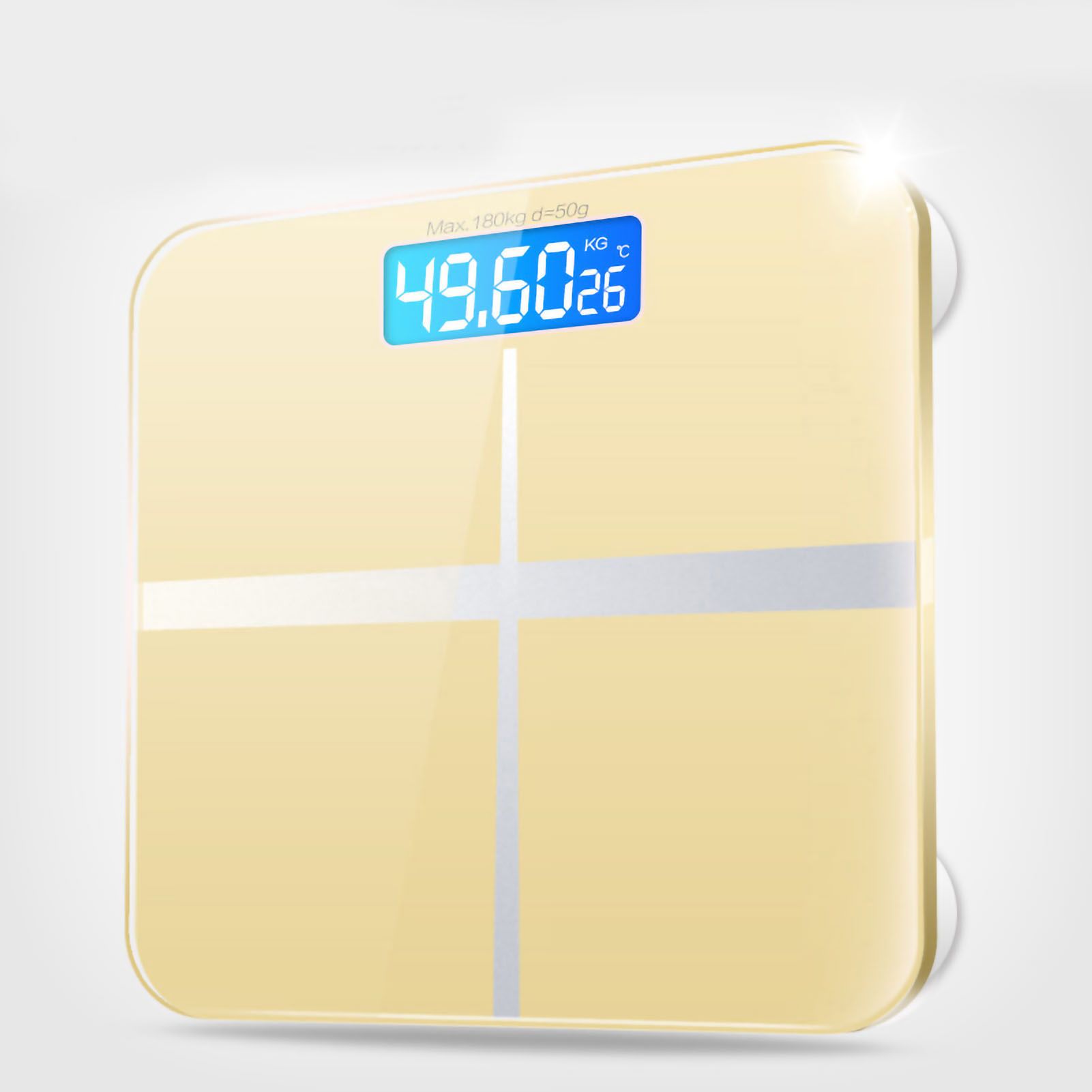 Digital Weight Scale Tempered Glass Smart Accurate Measurement Digital Weight Scale for Home Use Luxury Gold Color 26x26cm / 10.2x10.2in Battery Model - Image 1