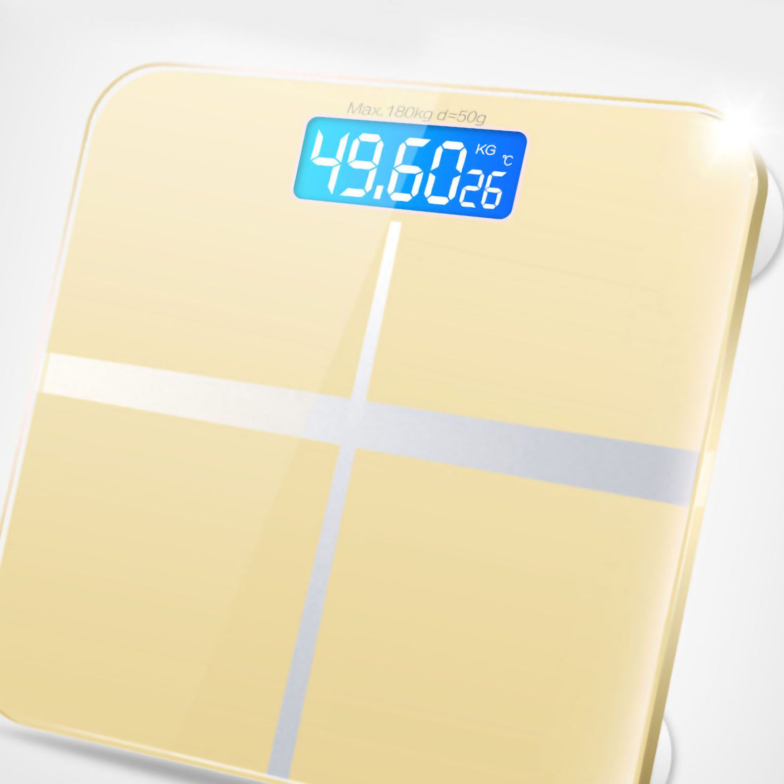 Digital Weight Scale Tempered Glass Smart Accurate Measurement Digital Weight Scale for Home Use Luxury Gold Color 26x26cm / 10.2x10.2in Battery Model - Image 4
