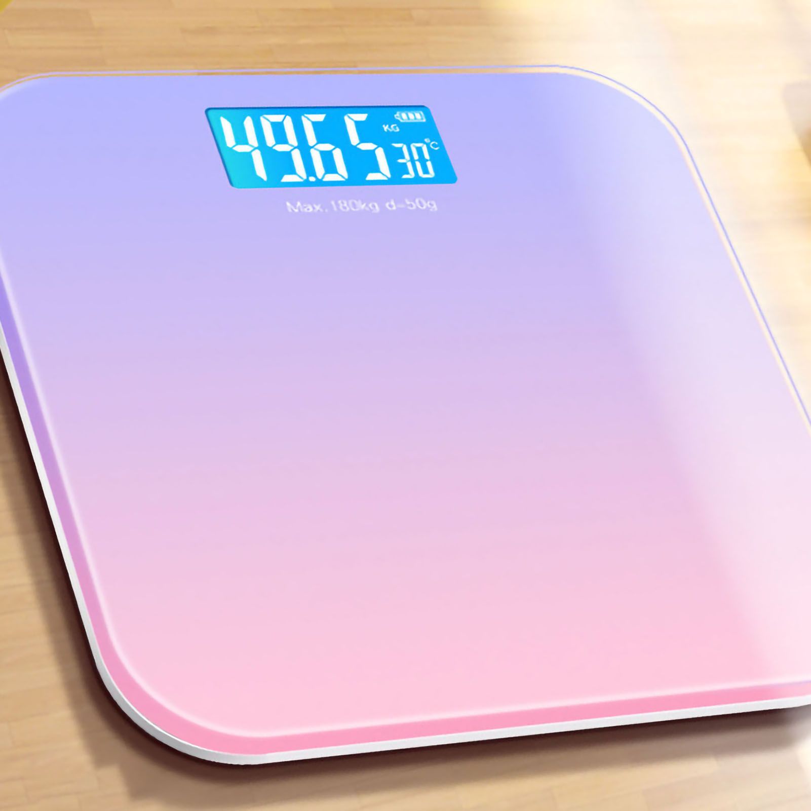 Digital Weight Scale Tempered Glass Smart Accurate Measurement Digital Weight Scale for Home Use LCD Gradient Purple 26x26cm / 10.2x10.2in Battery Model - Image 3