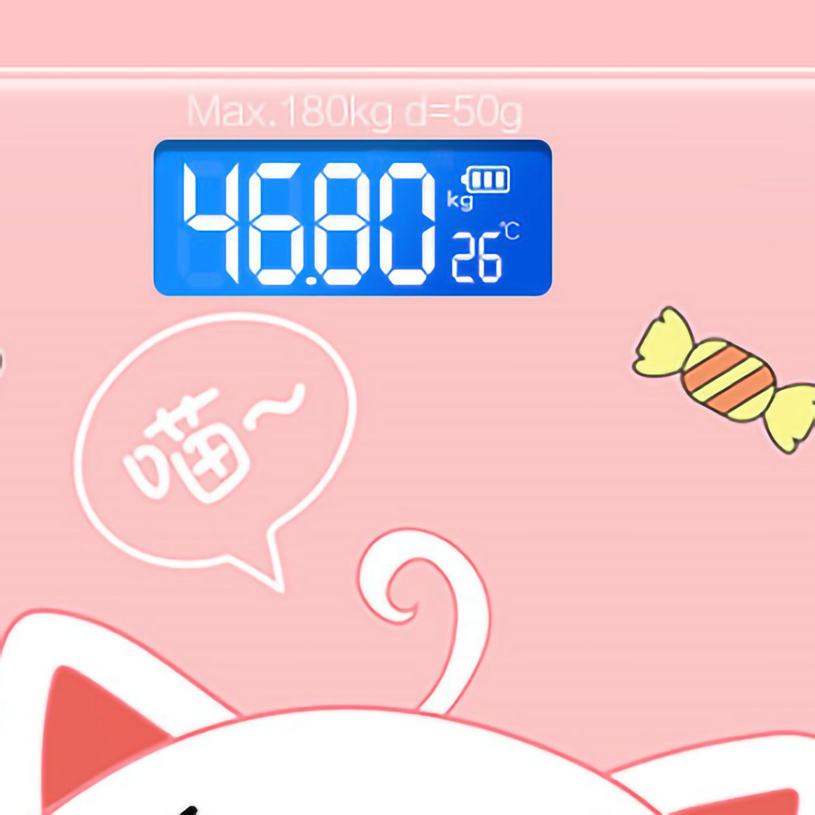 Digital Weight Scale Tempered Glass Smart Accurate Measurement Digital Weight Scale for Home Use LCD Candy Cat 26x26cm / 10.2x10.2in Battery Model - Image 3