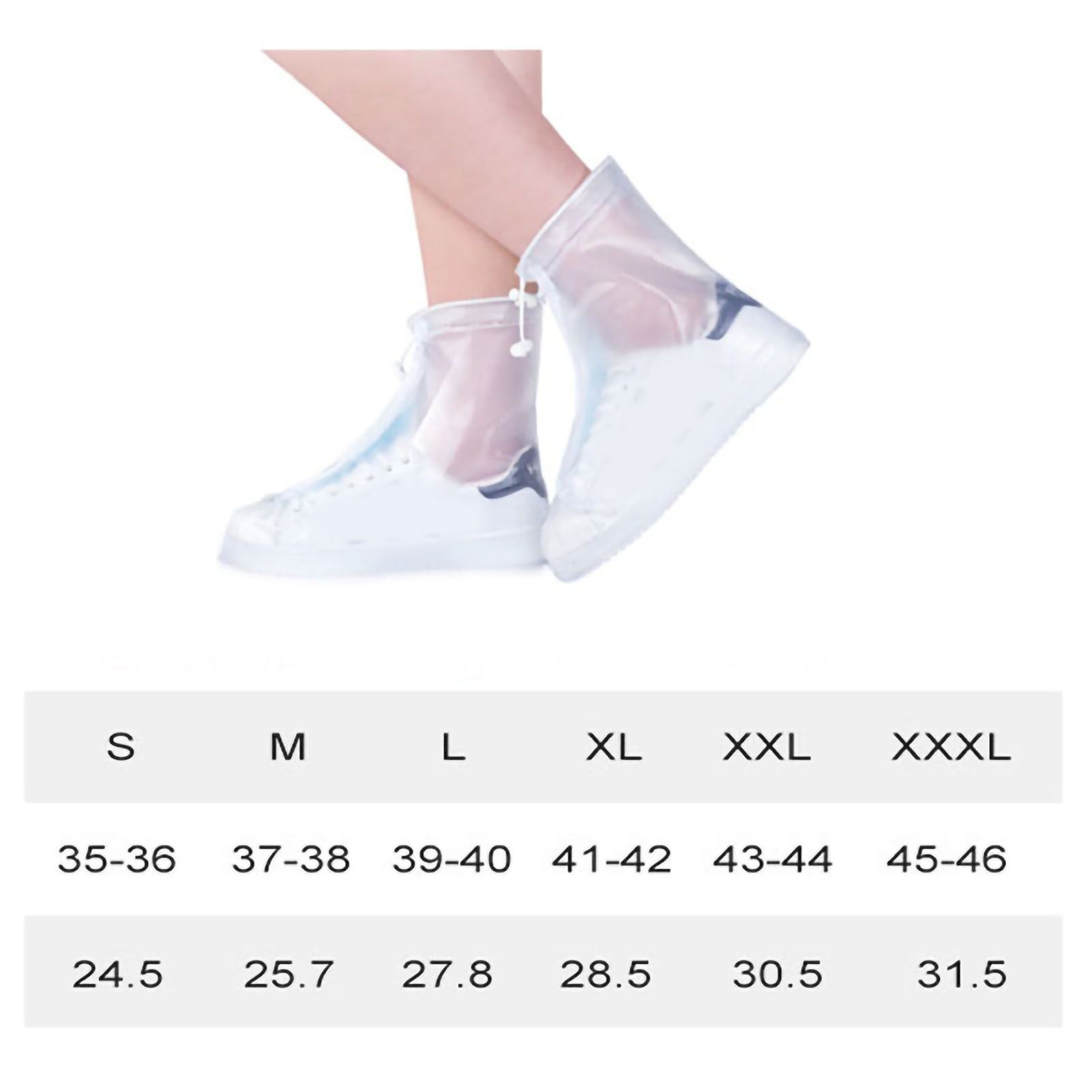 Rain Shoe Covers Waterproof Rainproof Tall Shoe Cover Antiskid Wear Resistant Rain Shoe Protector High Top White XL - Image 4