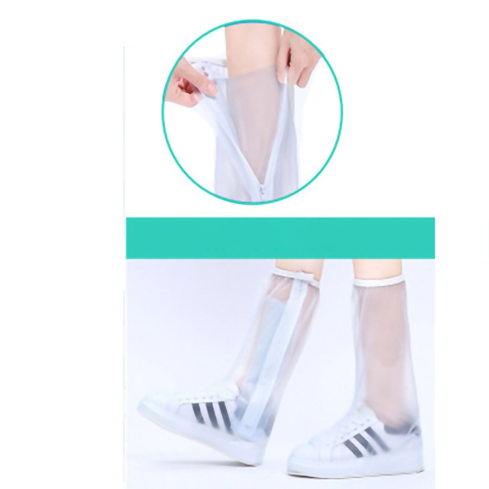 Rain Shoe Covers Waterproof Rainproof Tall Shoe Cover Antiskid Wear Resistant Rain Shoe Protector High Top White XL - Image 5