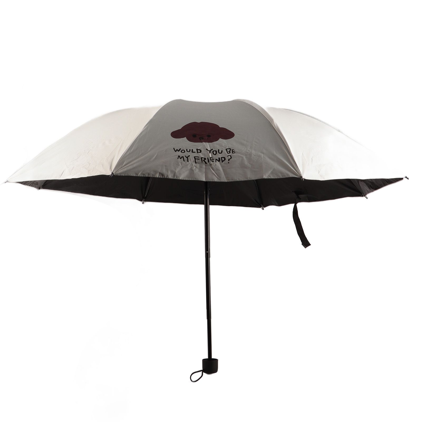 Fashion Korean Version Sun Umbrella UV Isolation Portable Foldable Umbrella Black Vinyl Cute Cartoon Pattern White Dog - Image 2