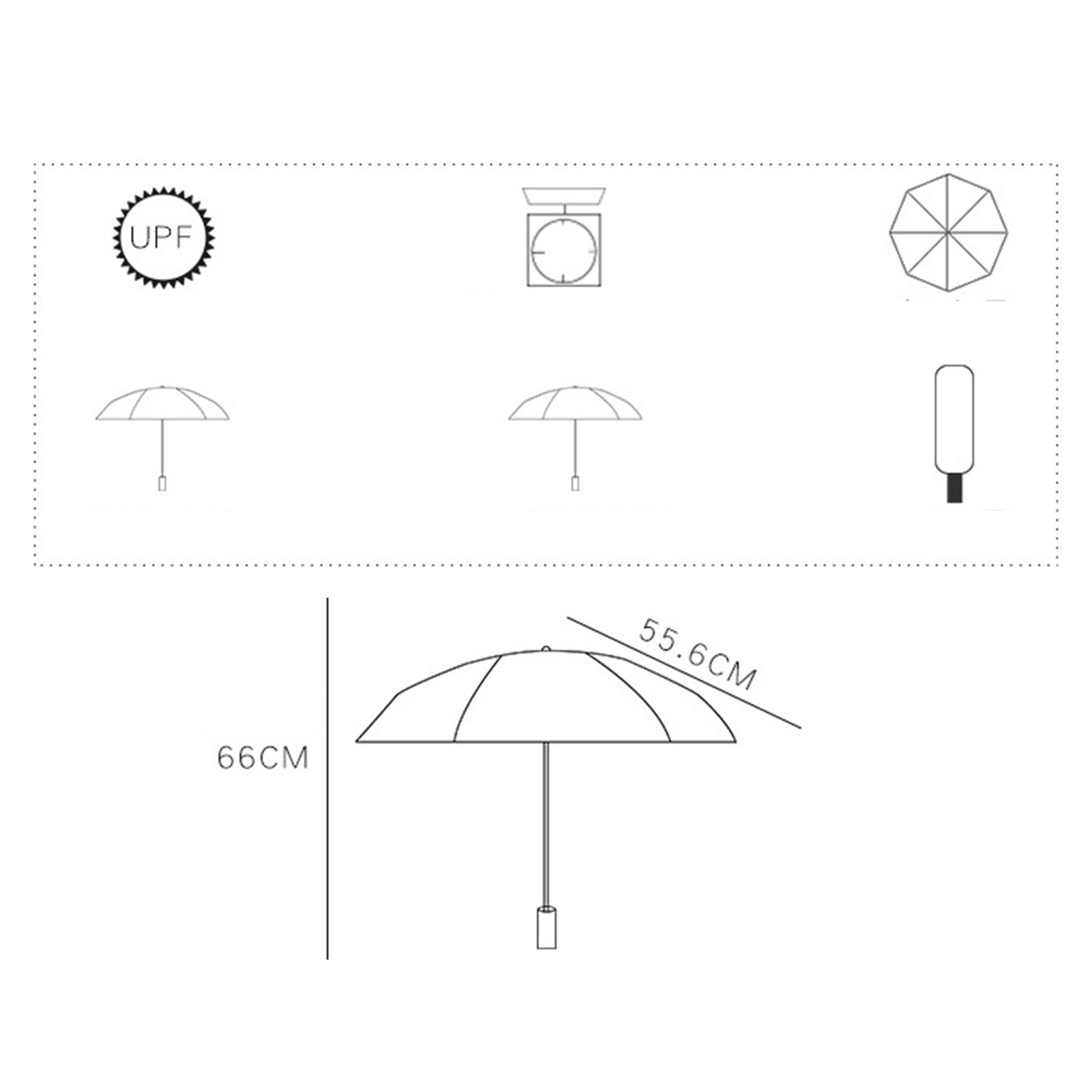 Fashion Korean Version Sun Umbrella UV Isolation Portable Foldable Umbrella Black Vinyl Cute Cartoon Pattern White Dog - Image 3