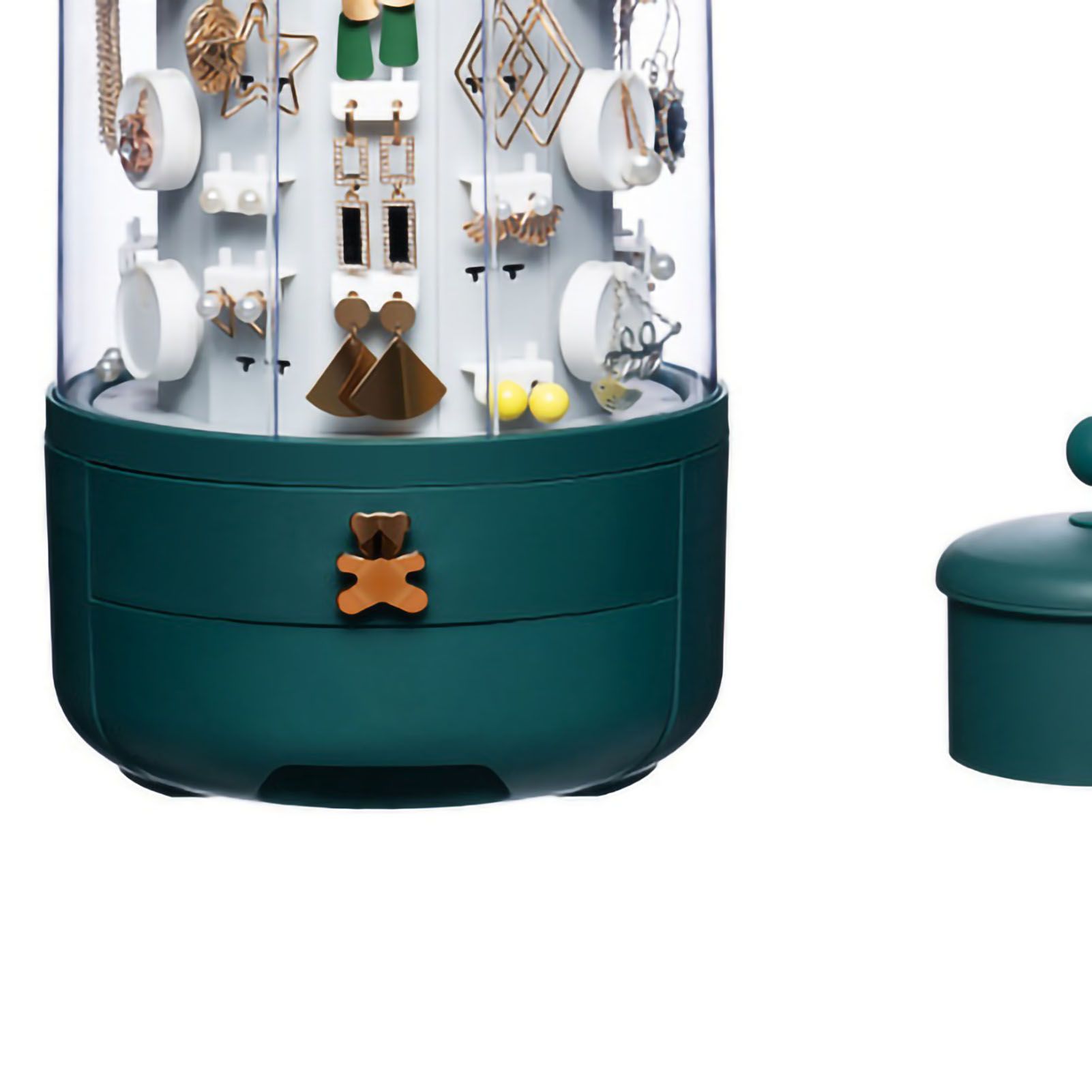 Jewelry Storage Box Table Dustproof Classification Large Capacity Earring Holder Stand for Women Standard Edition Green - Image 5