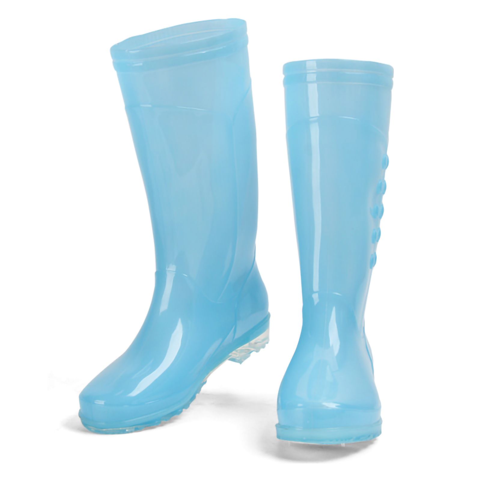 Tall Rain Boots Non Slip Waterproof Rain Shoes PVC Transparent Rain Footwear with Plush Cotton Coverfor Women Adults Blue 37 - Image 1