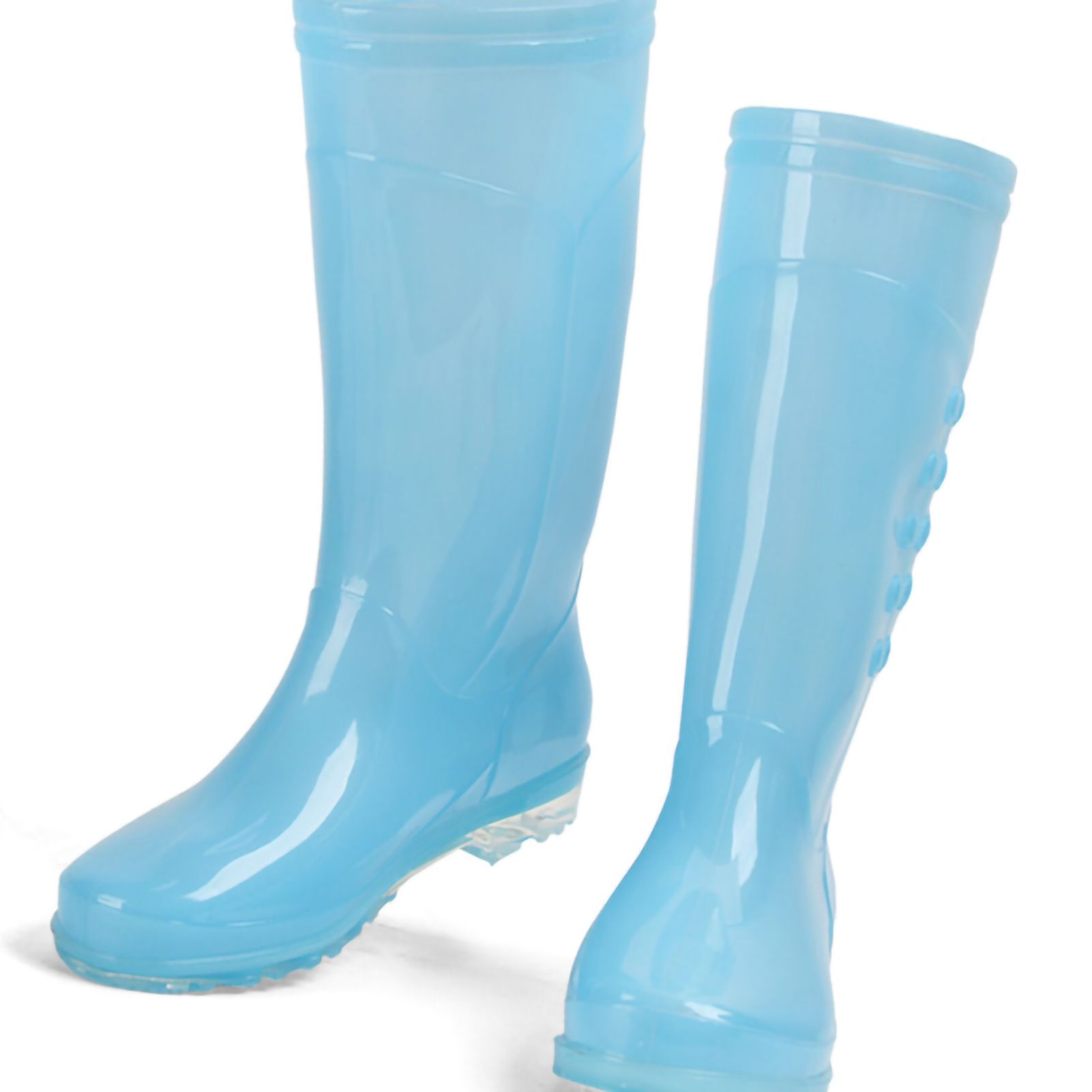 Tall Rain Boots Non Slip Waterproof Rain Shoes PVC Transparent Rain Footwear with Plush Cotton Coverfor Women Adults Blue 37 - Image 4