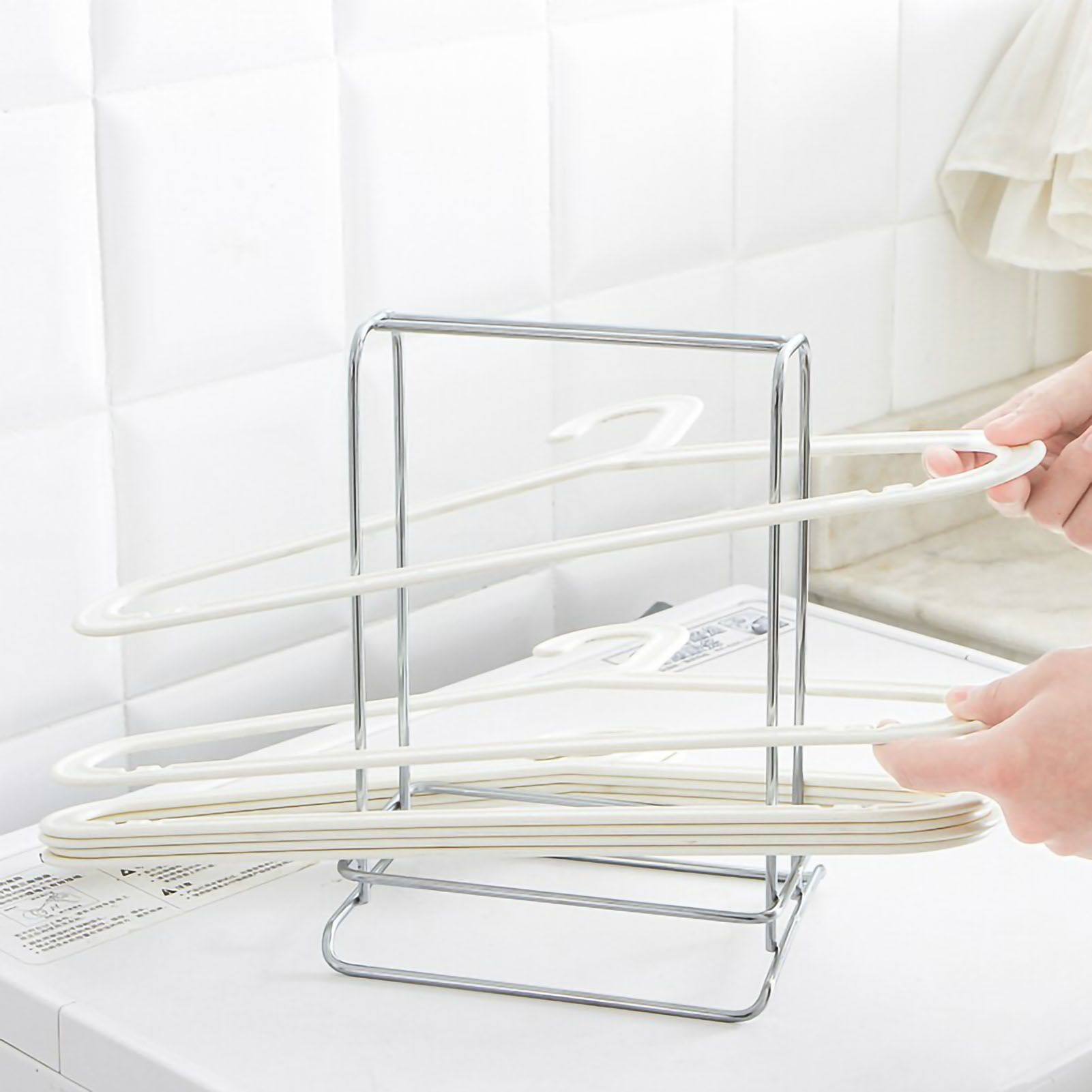 Clothes Hanger Holder Stainless Steel Hanger Storage Rack Sturdy Hanger Stacker for Bedroom Balcony Stainless Steel Color - Image 3