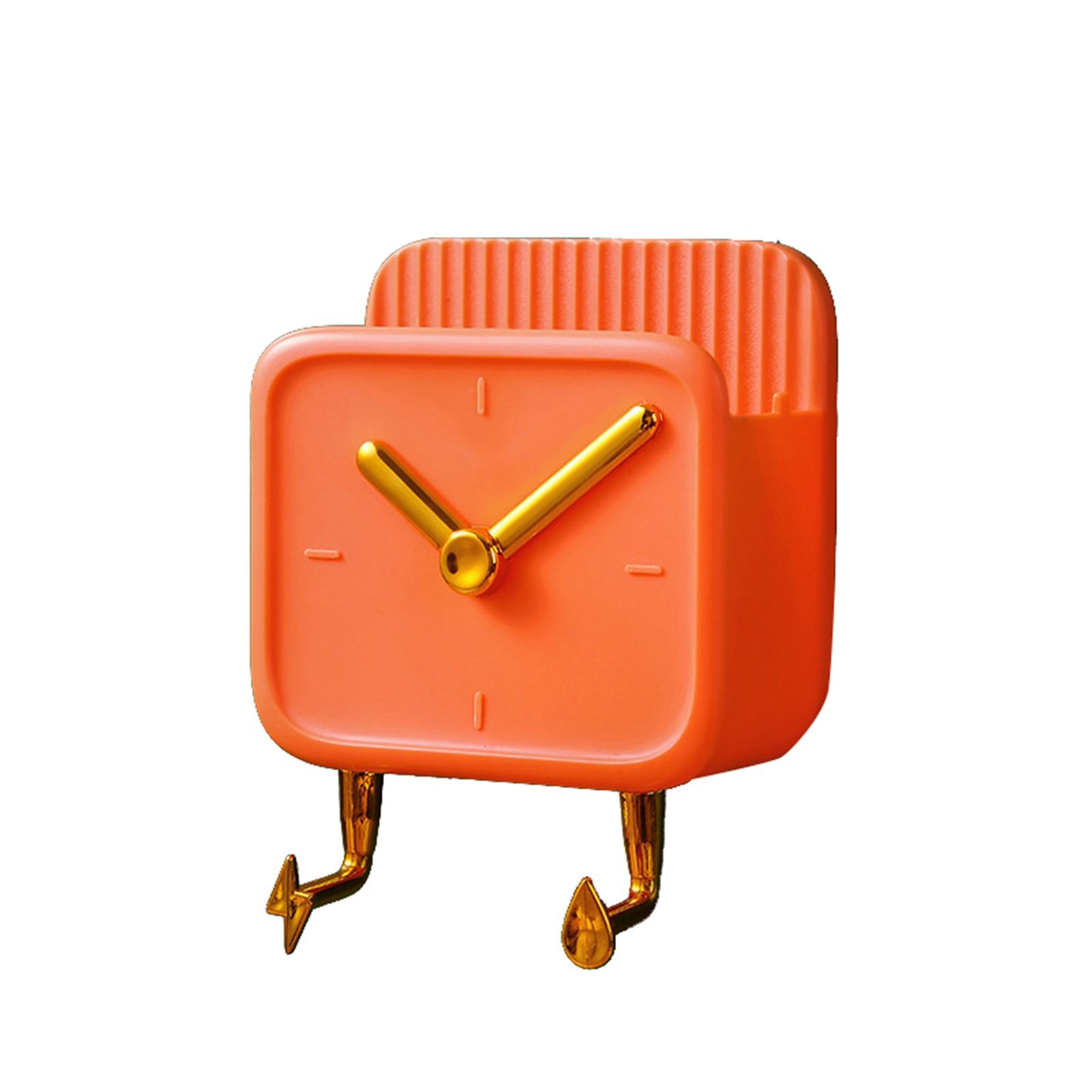 Wall Mounted Storage Box PP Clock Shaped Multifunctional Container with Hooks for Dormitory Bedside Orange - Image 1