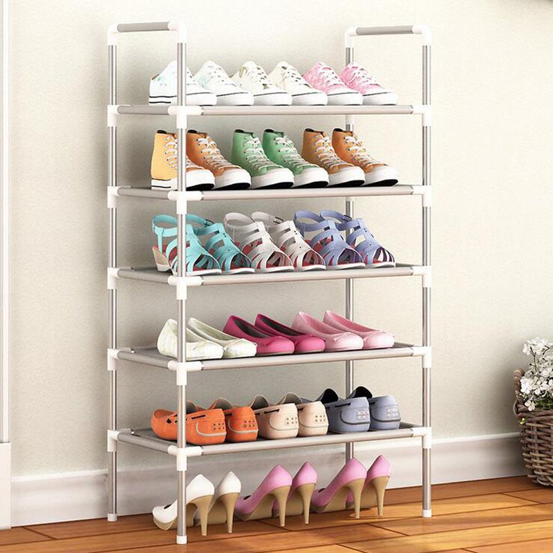 Multi Layer Shoe Rack Plastic Stackable Breathable Strong Compression Capability Shoe Storage Rack for Student Dormitory 5 Layers - Image 1