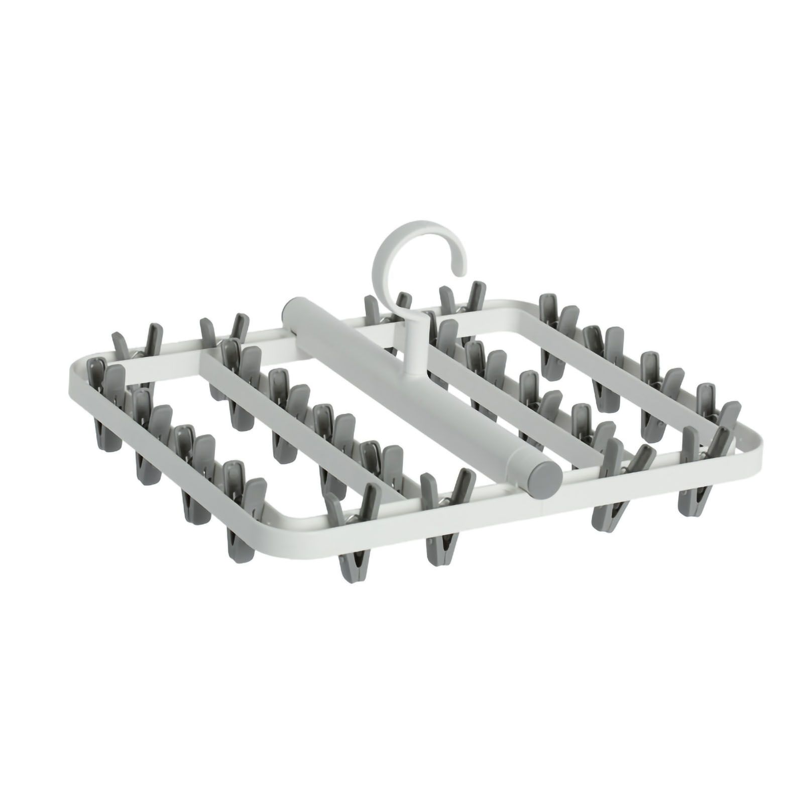 Drying Rack Foldable Matrix Hanging Point 24 Clips Household Drying Rack for Socks Underwear Panties White Grey - Image 1