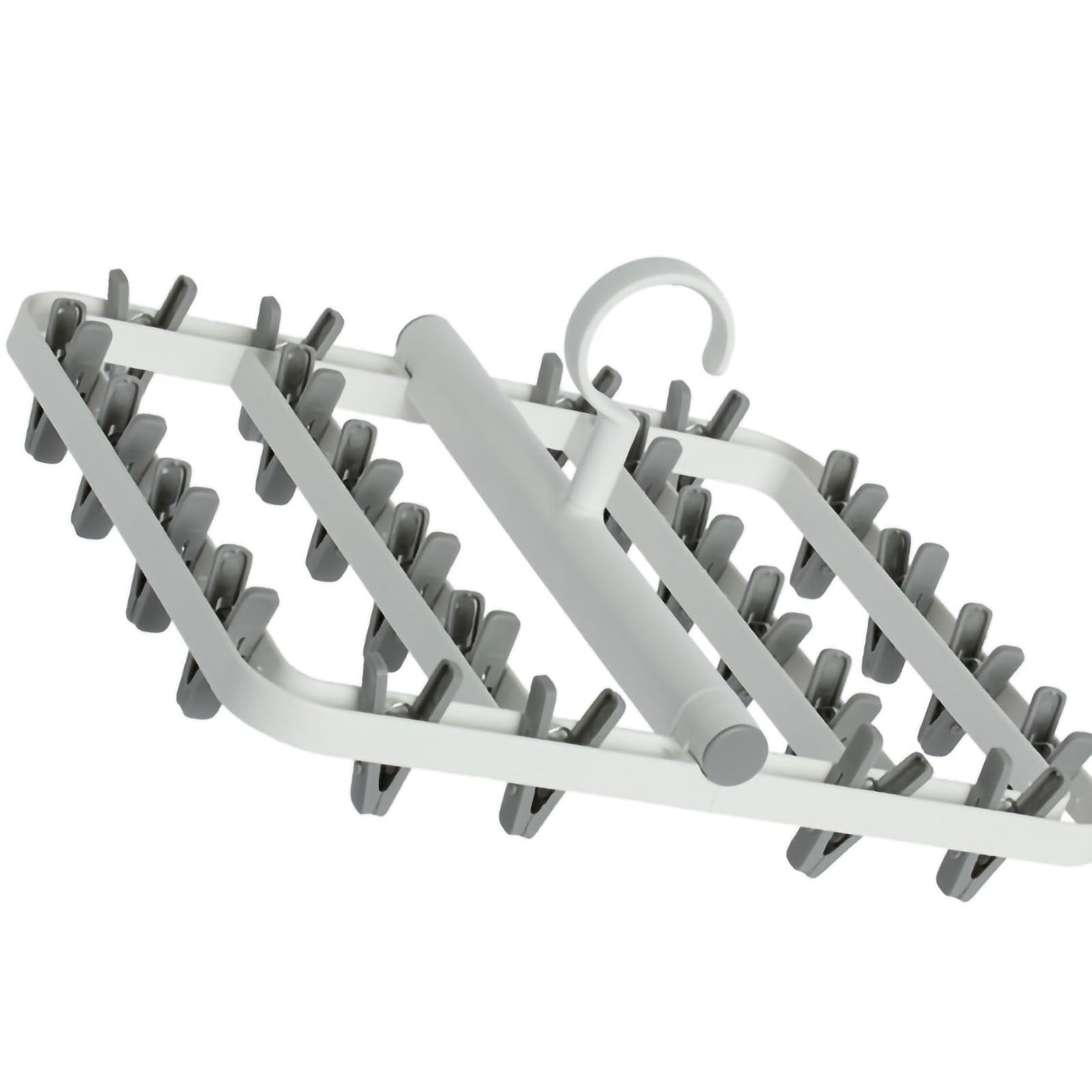 Drying Rack Foldable Matrix Hanging Point 24 Clips Household Drying Rack for Socks Underwear Panties White Grey - Image 2