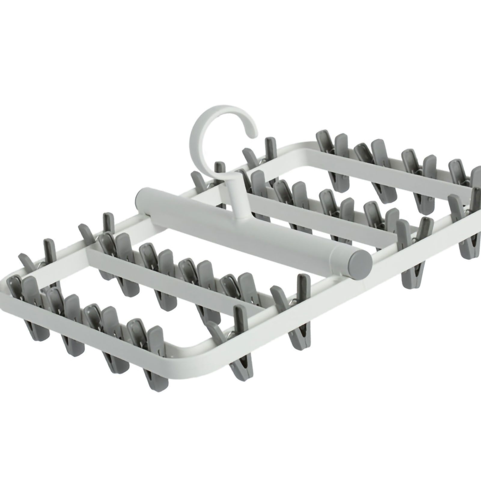 Drying Rack Foldable Matrix Hanging Point 24 Clips Household Drying Rack for Socks Underwear Panties White Grey - Image 3