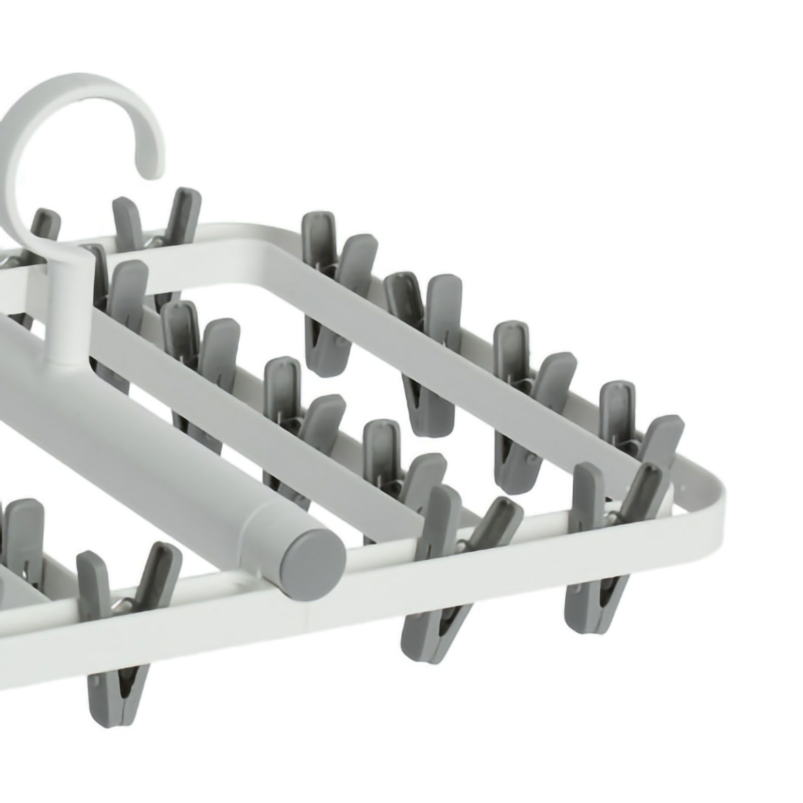 Drying Rack Foldable Matrix Hanging Point 24 Clips Household Drying Rack for Socks Underwear Panties White Grey - Image 4