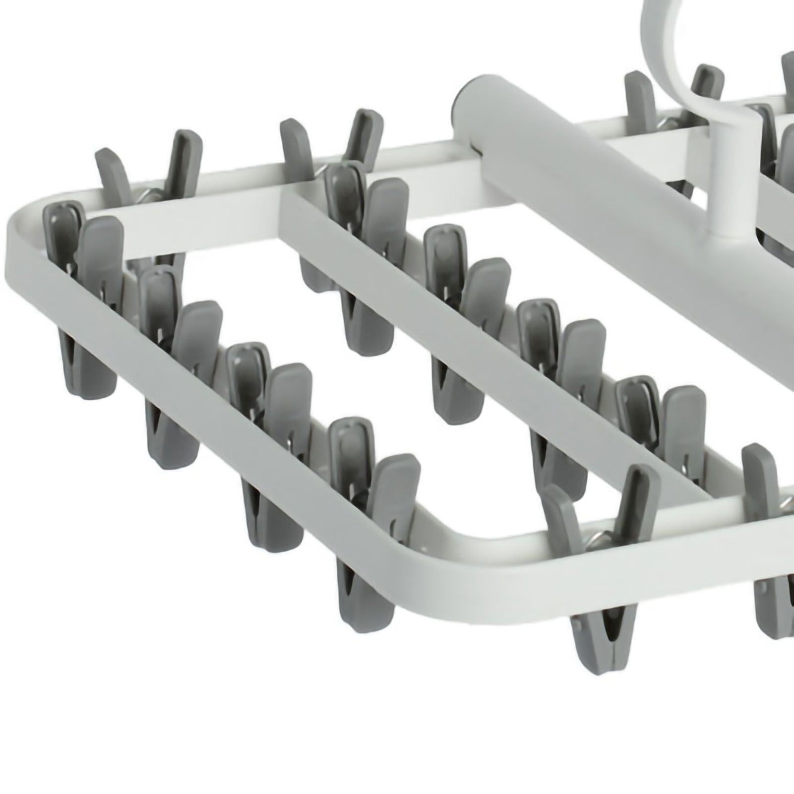 Drying Rack Foldable Matrix Hanging Point 24 Clips Household Drying Rack for Socks Underwear Panties White Grey - Image 5