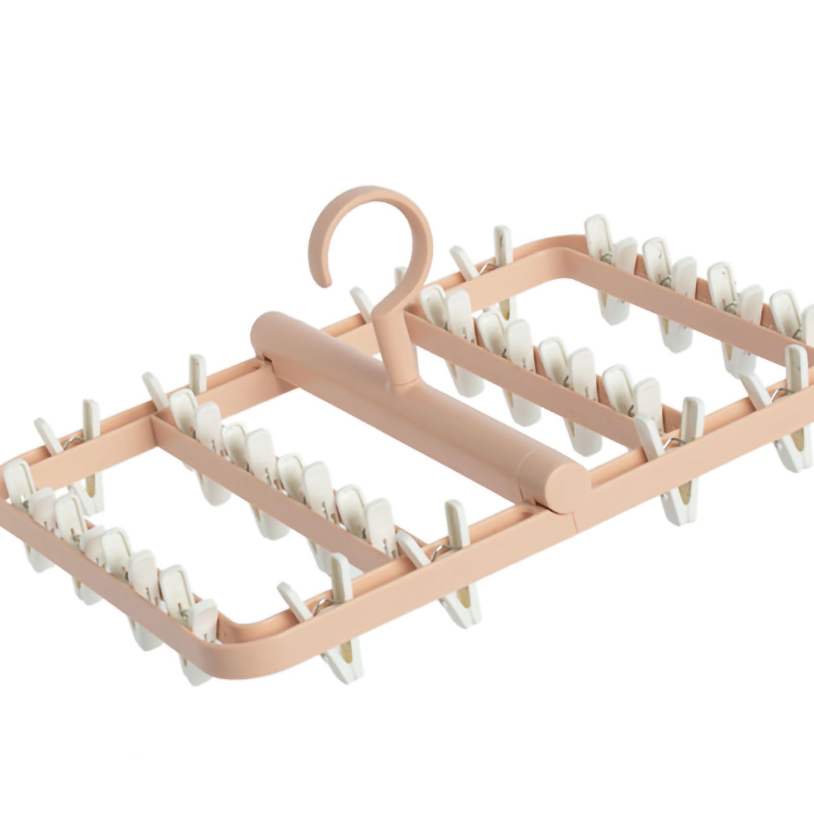 Drying Rack Foldable Matrix Hanging Point 24 Clips Household Drying Rack for Socks Underwear Panties Pink - Image 2