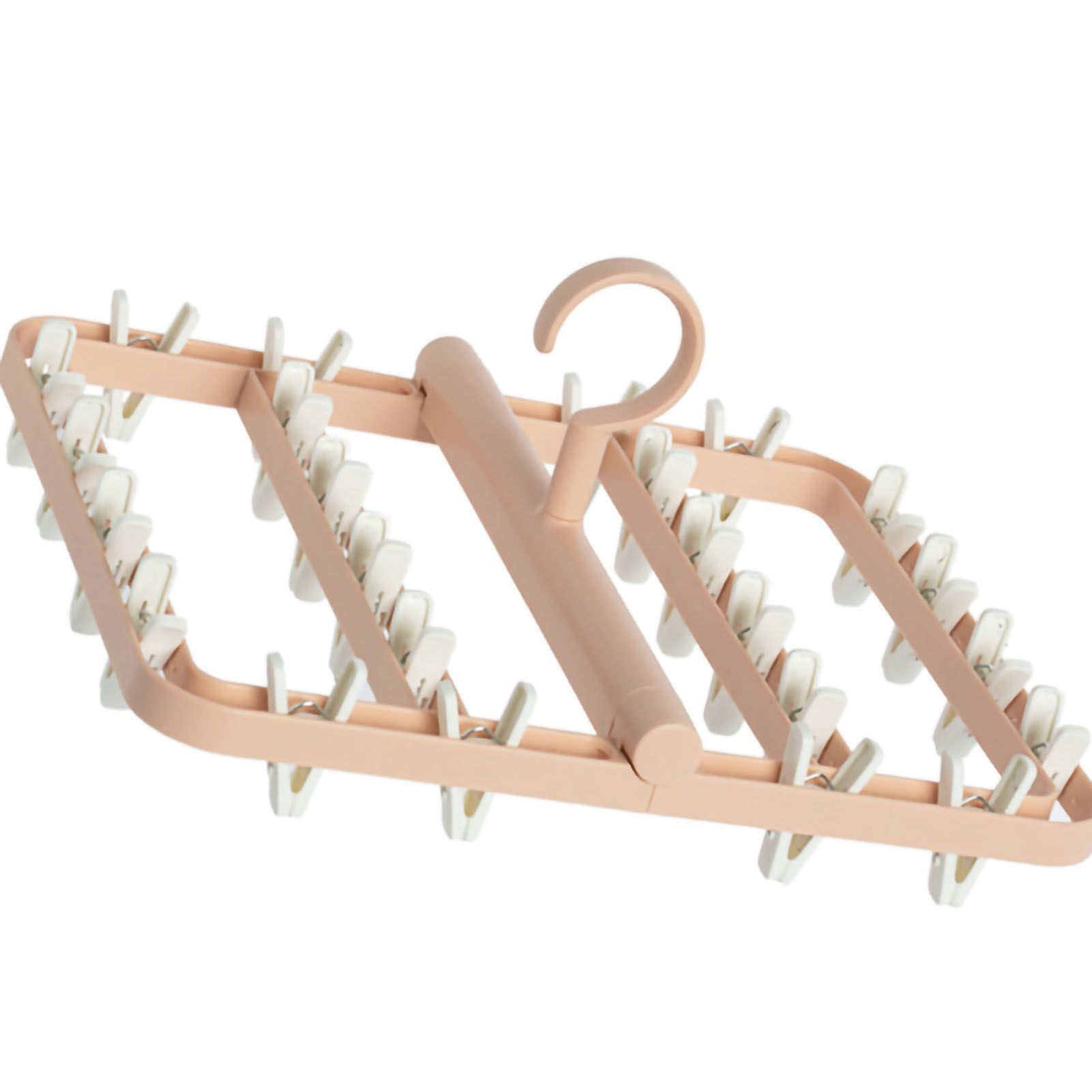 Drying Rack Foldable Matrix Hanging Point 24 Clips Household Drying Rack for Socks Underwear Panties Pink - Image 3
