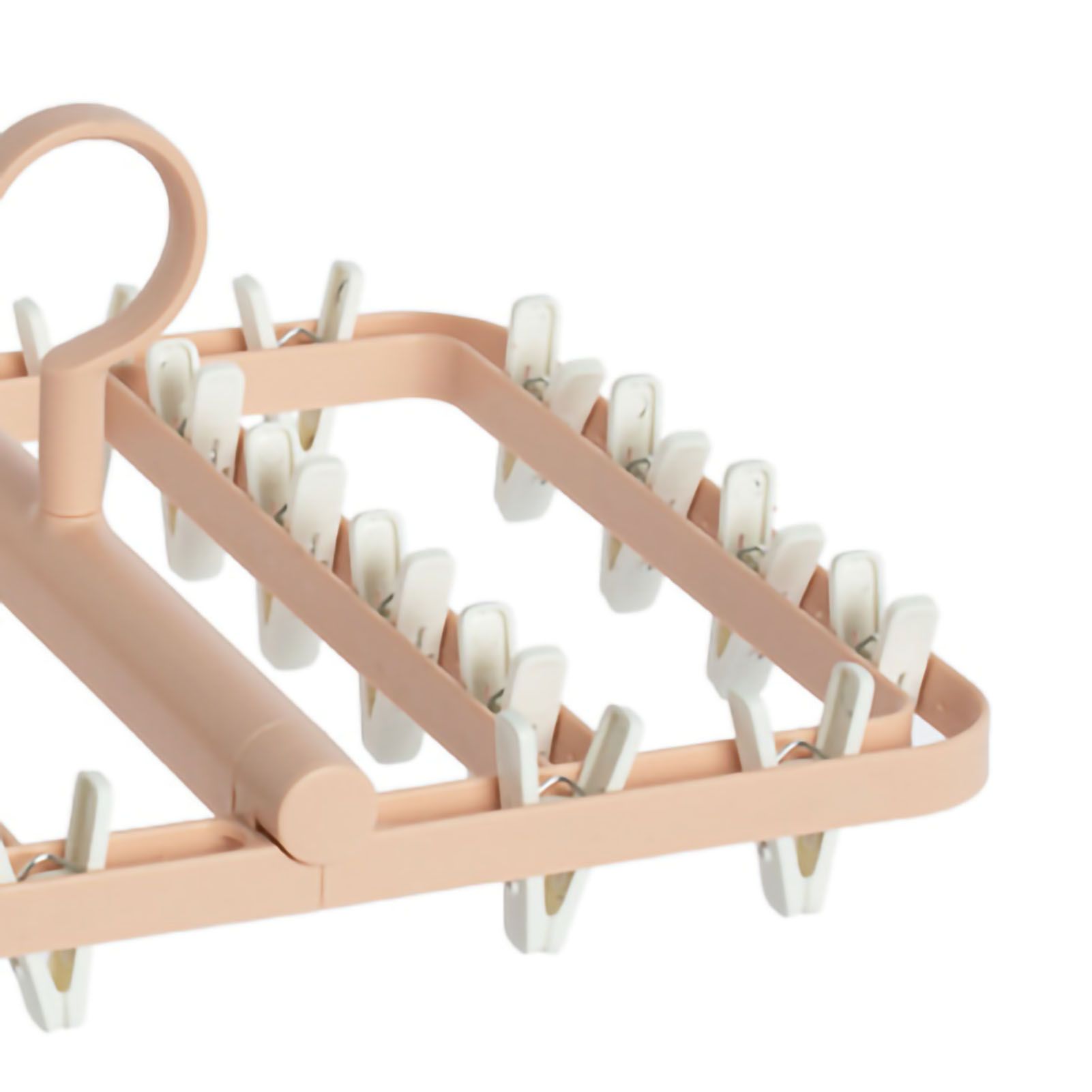 Drying Rack Foldable Matrix Hanging Point 24 Clips Household Drying Rack for Socks Underwear Panties Pink - Image 4