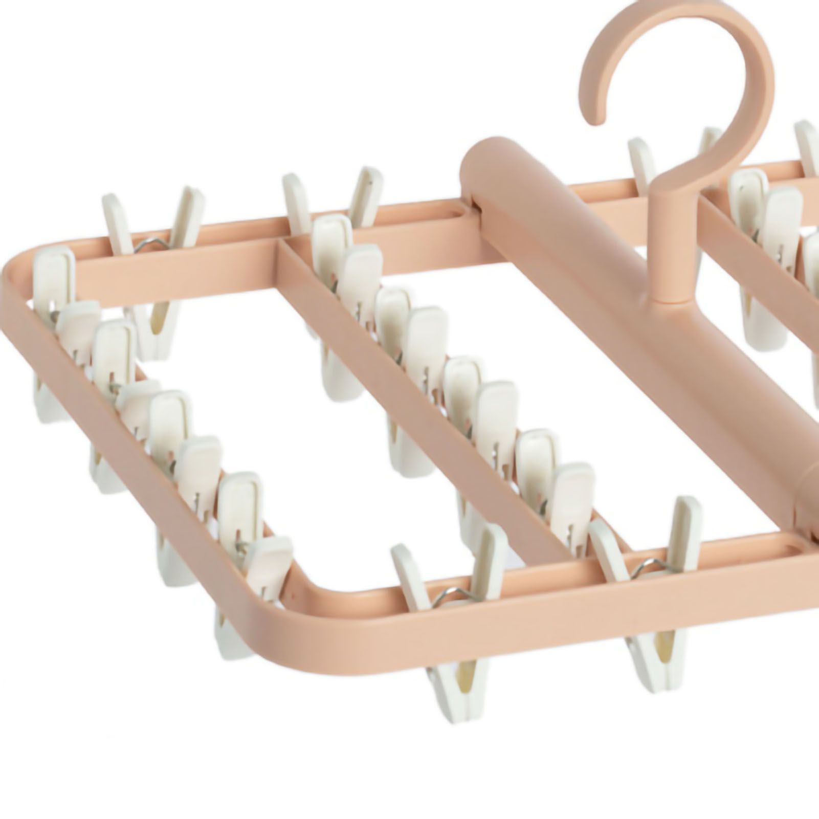 Drying Rack Foldable Matrix Hanging Point 24 Clips Household Drying Rack for Socks Underwear Panties Pink - Image 5