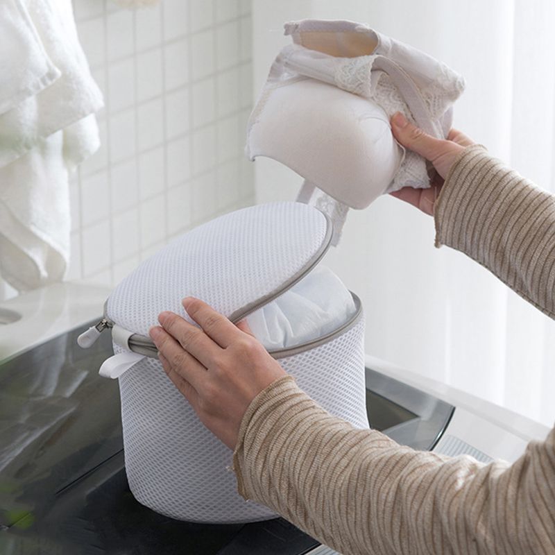 Underwear Wash Bag Bracket Mesh Zipper Underwear Bra Laundry Bag for Machine Washing White Fabric Grey Zipper - Image 2